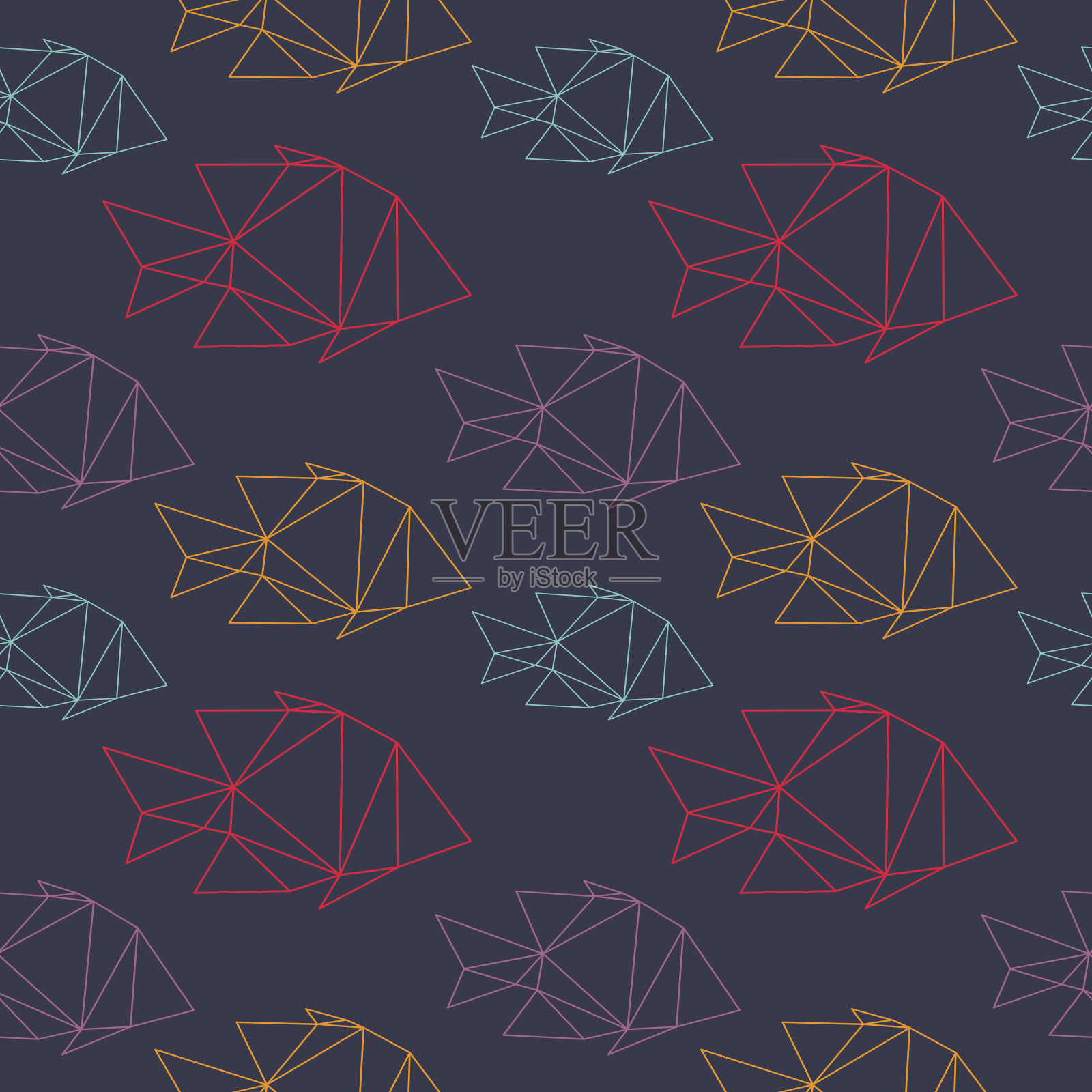 鱼无缝图案背景，矢量插图插画图片素材