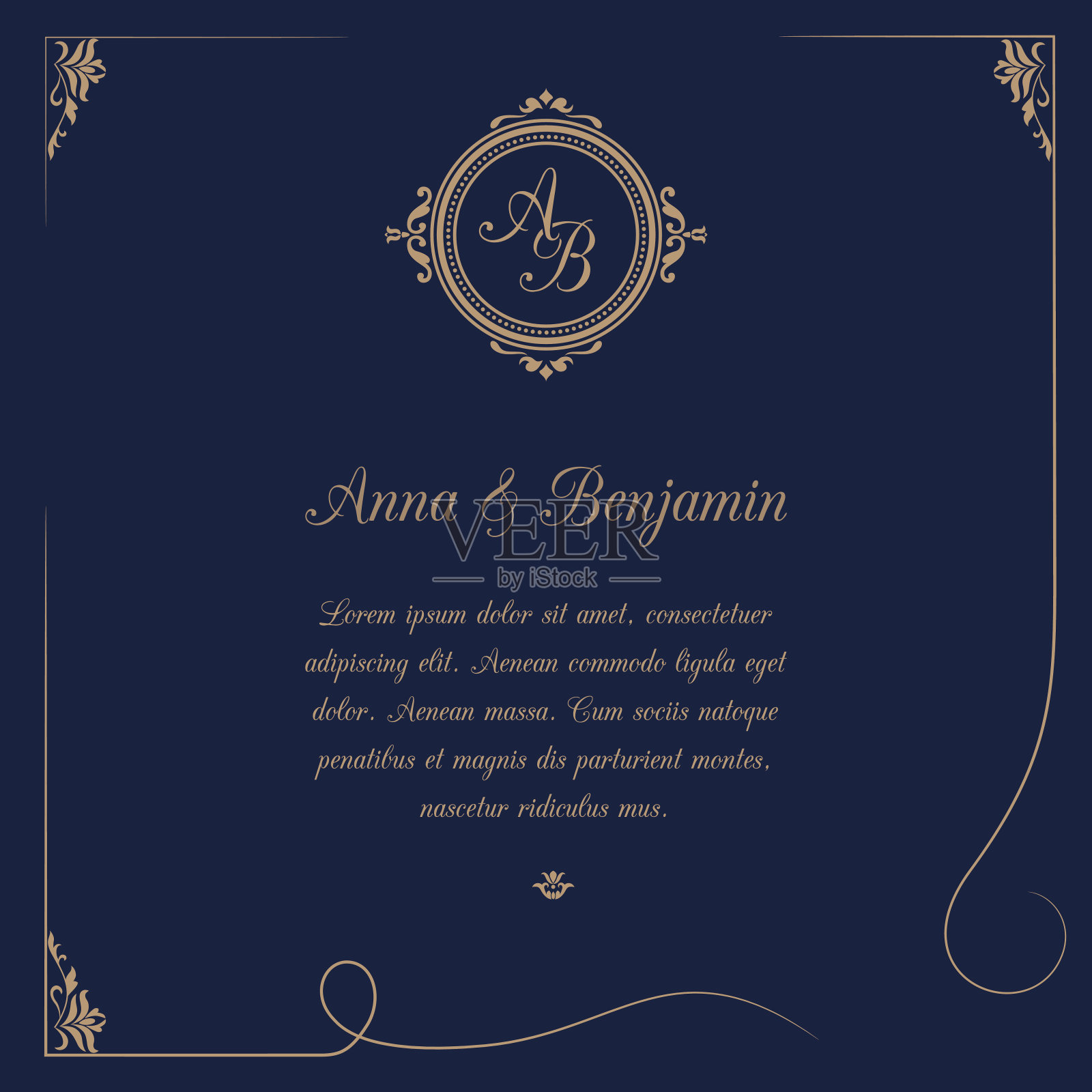 印有字母的婚礼请柬设计模板素材