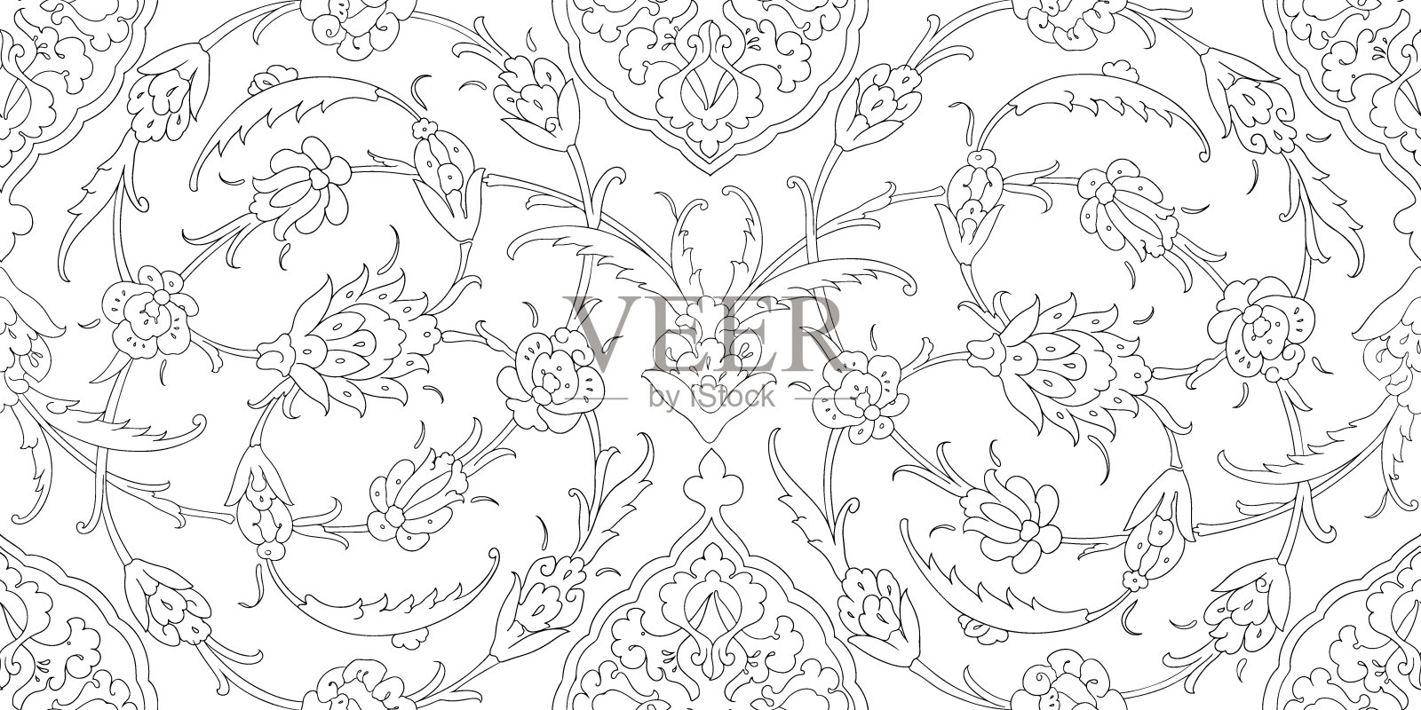 传统阿拉伯装饰无缝为您的设计。向量。背景插画图片素材