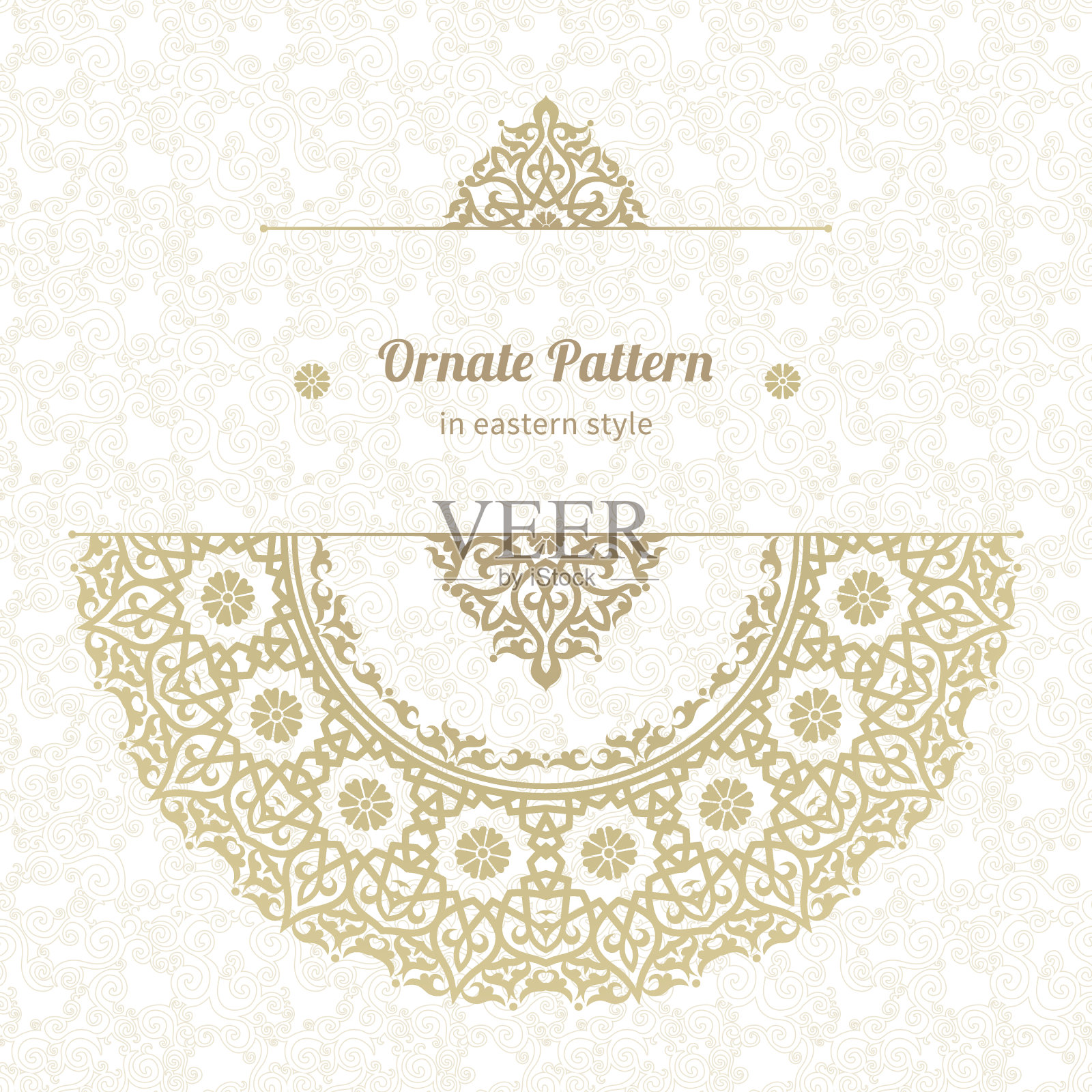 东方风格涡卷花边图案矢量图插画图片素材