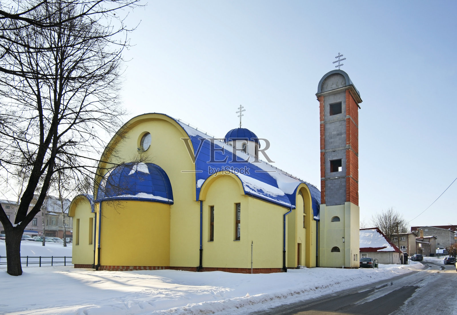 斯帕斯卡贝拉的新希腊天主教教堂。斯洛伐克照片摄影图片