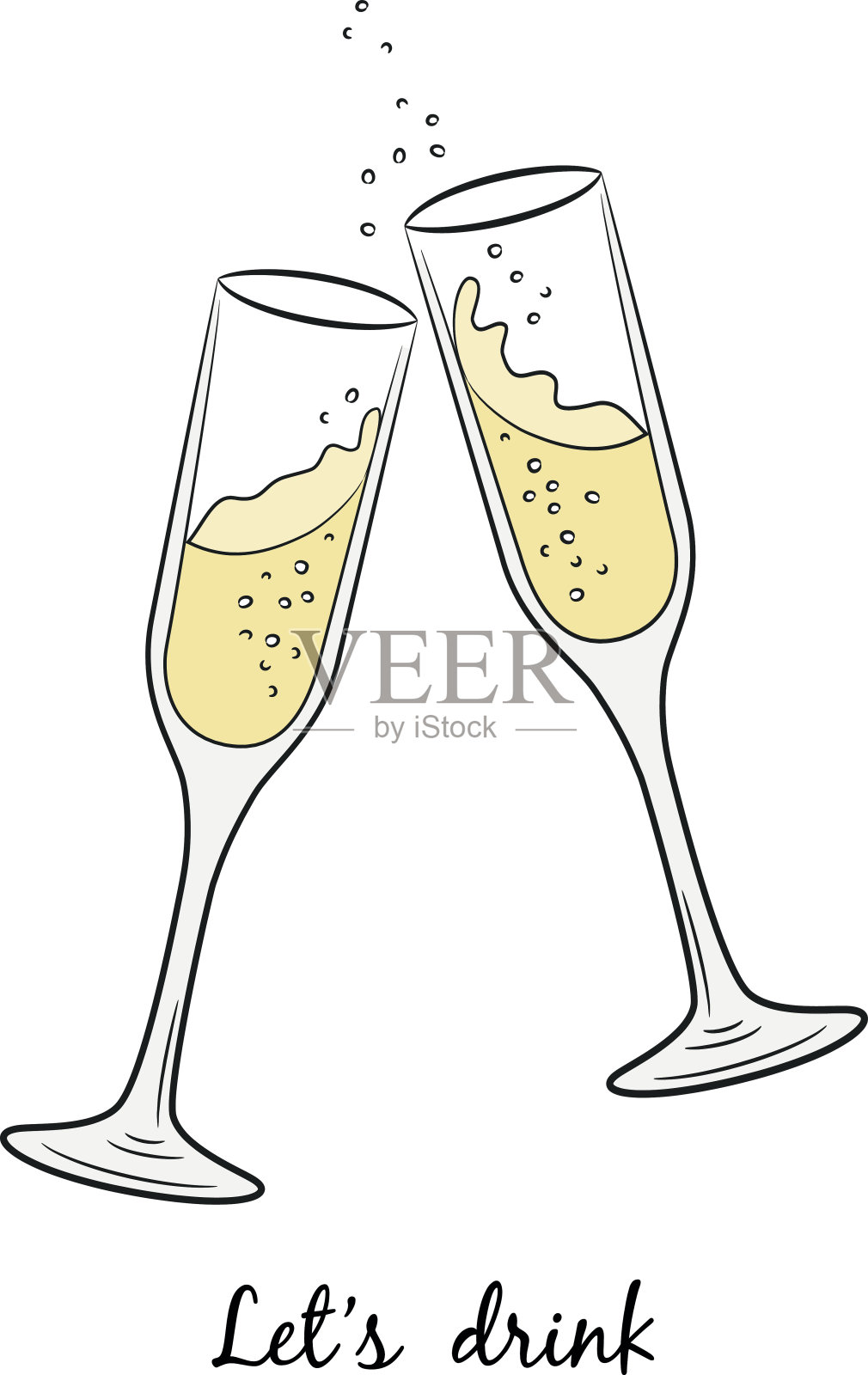 两杯香槟插画图片素材