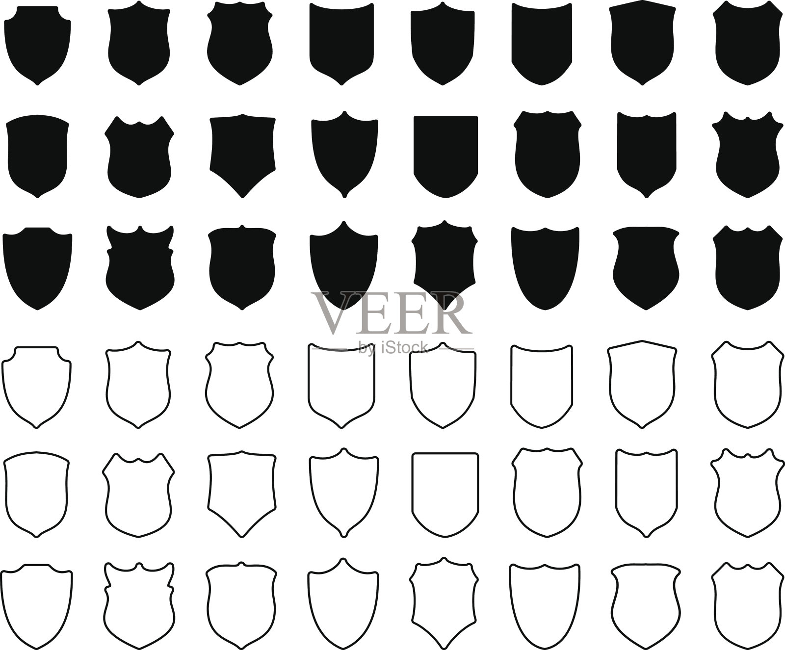 在白色背景上孤立的大型护盾插画图片素材