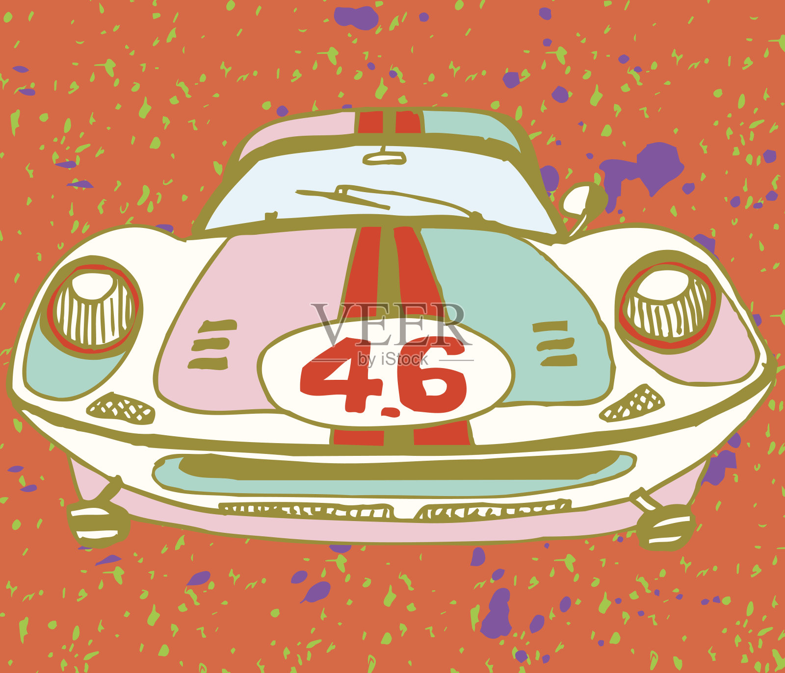 复古的跑车插画图片素材