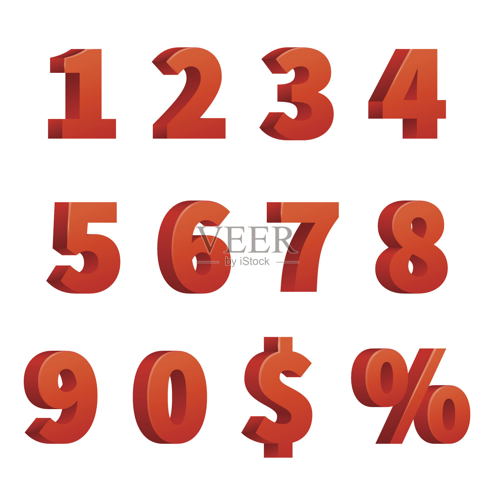 红色的3d数字向量符号插画图片素材