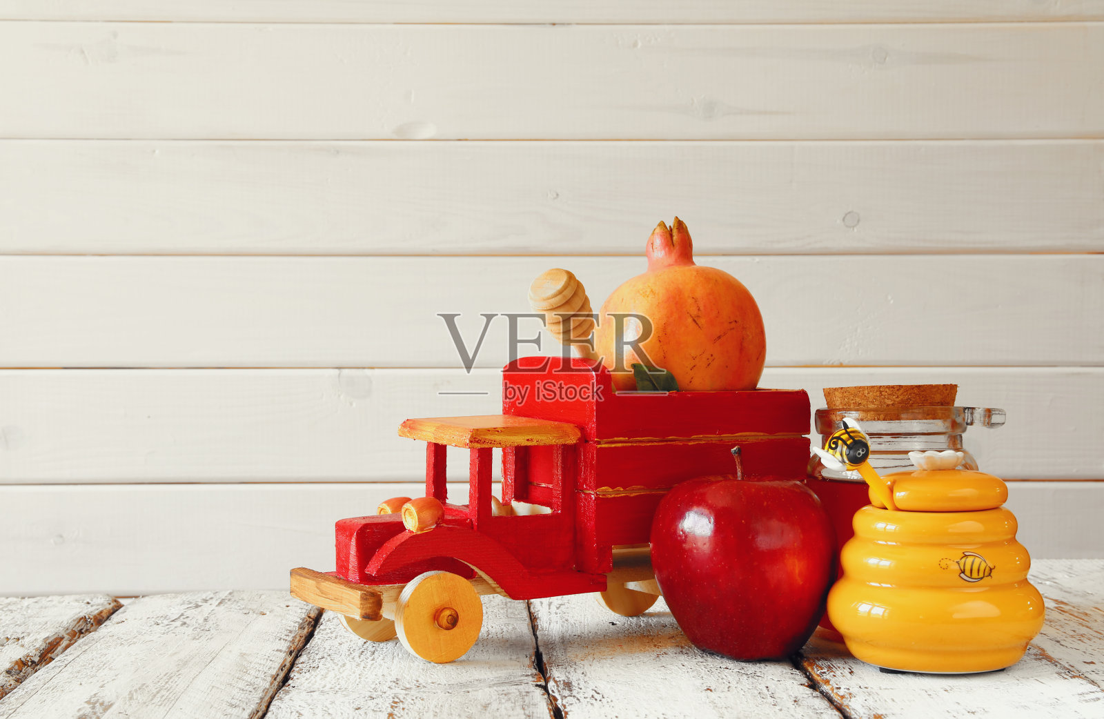 犹太新年的概念。传统符号照片摄影图片