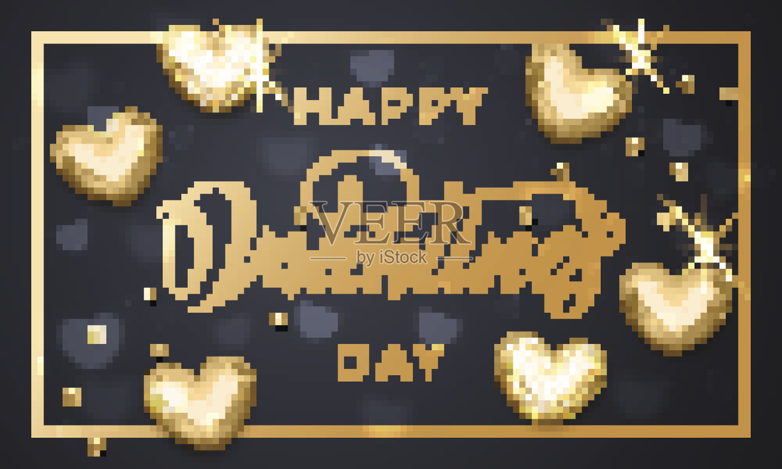 情人节快乐，金心贺卡插画图片素材