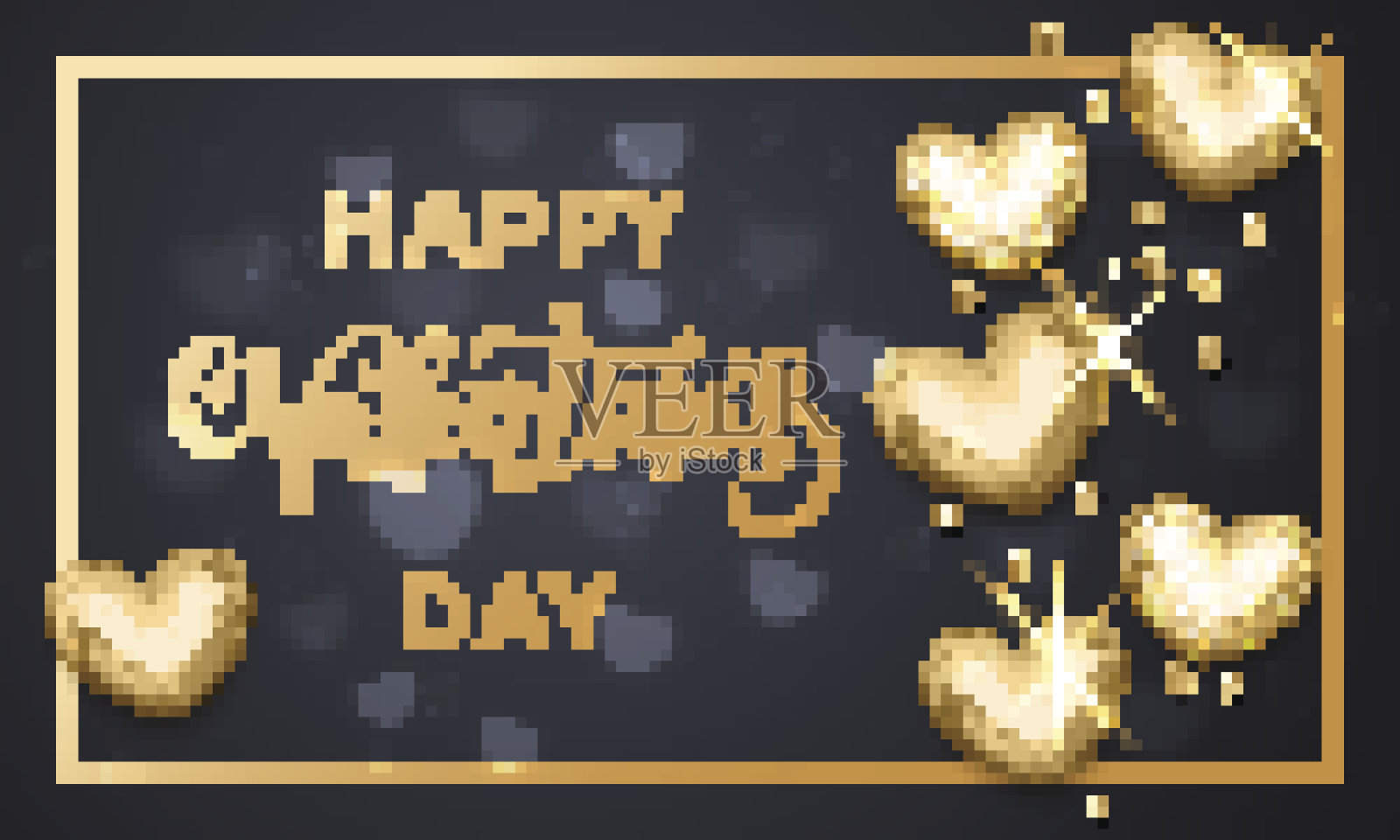 情人节快乐，金心贺卡插画图片素材