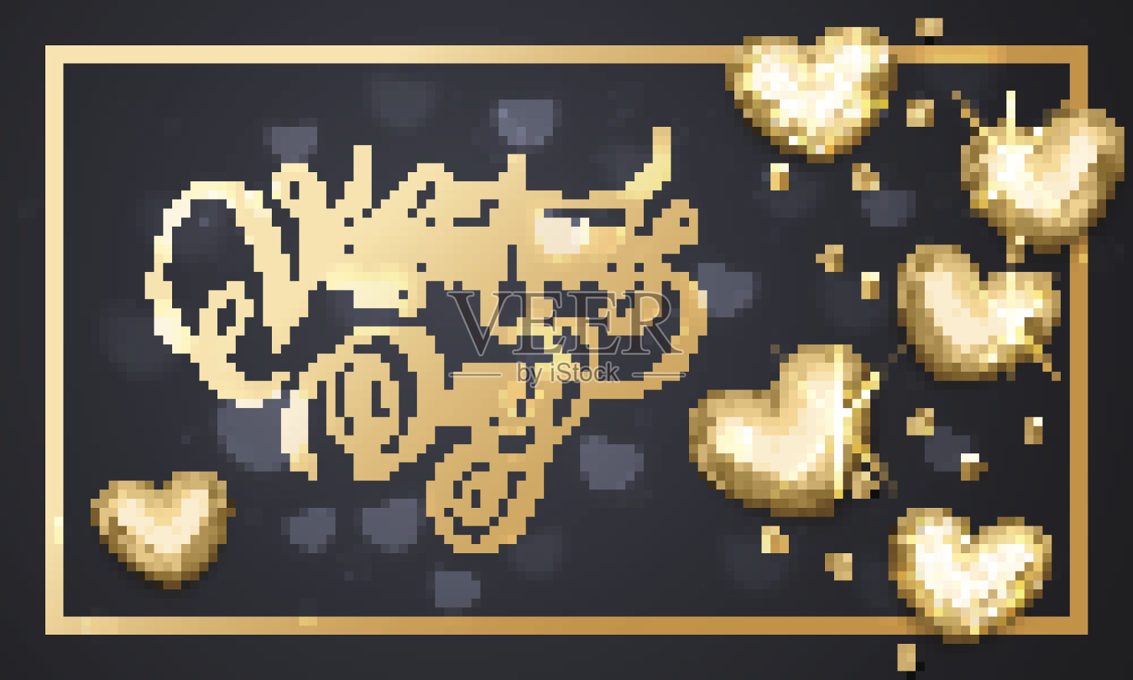 情人节快乐，金心贺卡插画图片素材