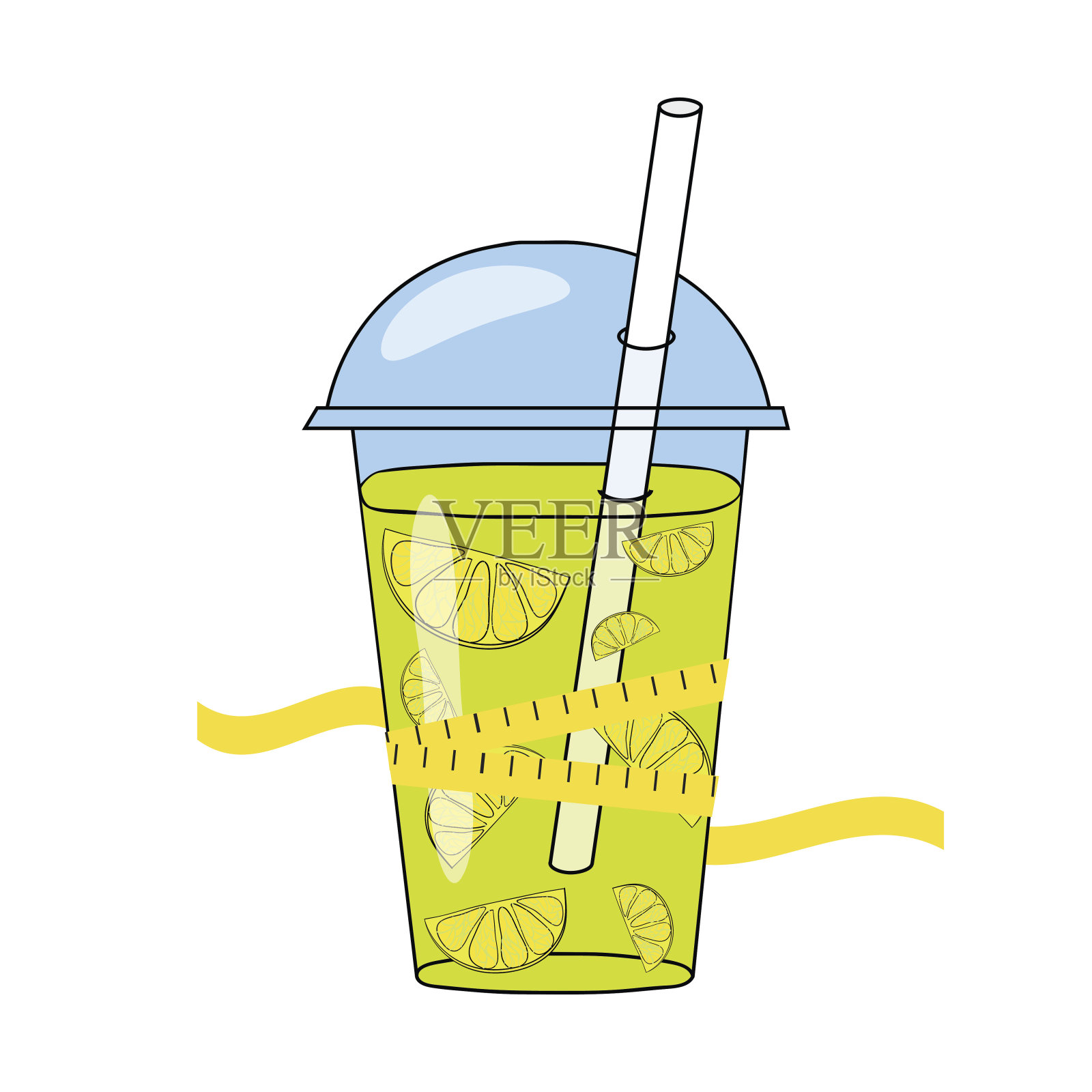 手绘的冰沙和冰沙。减肥的概念插画图片素材