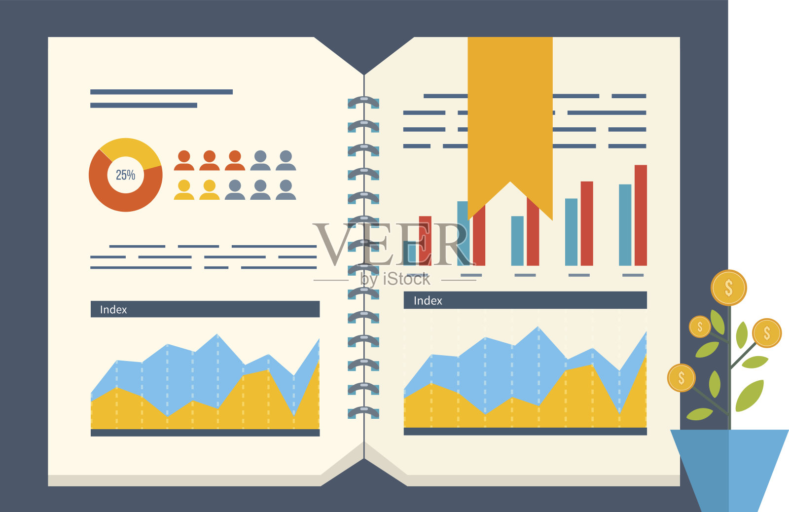 财务报告和财务战略。投资增长。宣传册设计模板。设计模板素材
