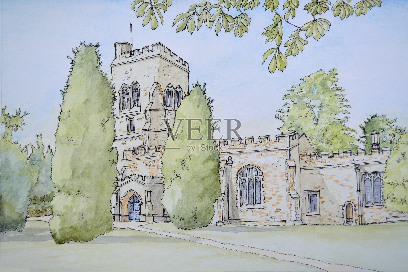 圣玛丽教堂亨洛插画图片素材