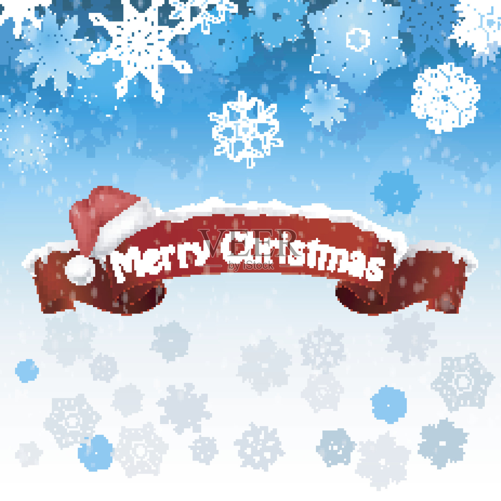 红色缎带雪花圣诞背景插画图片素材