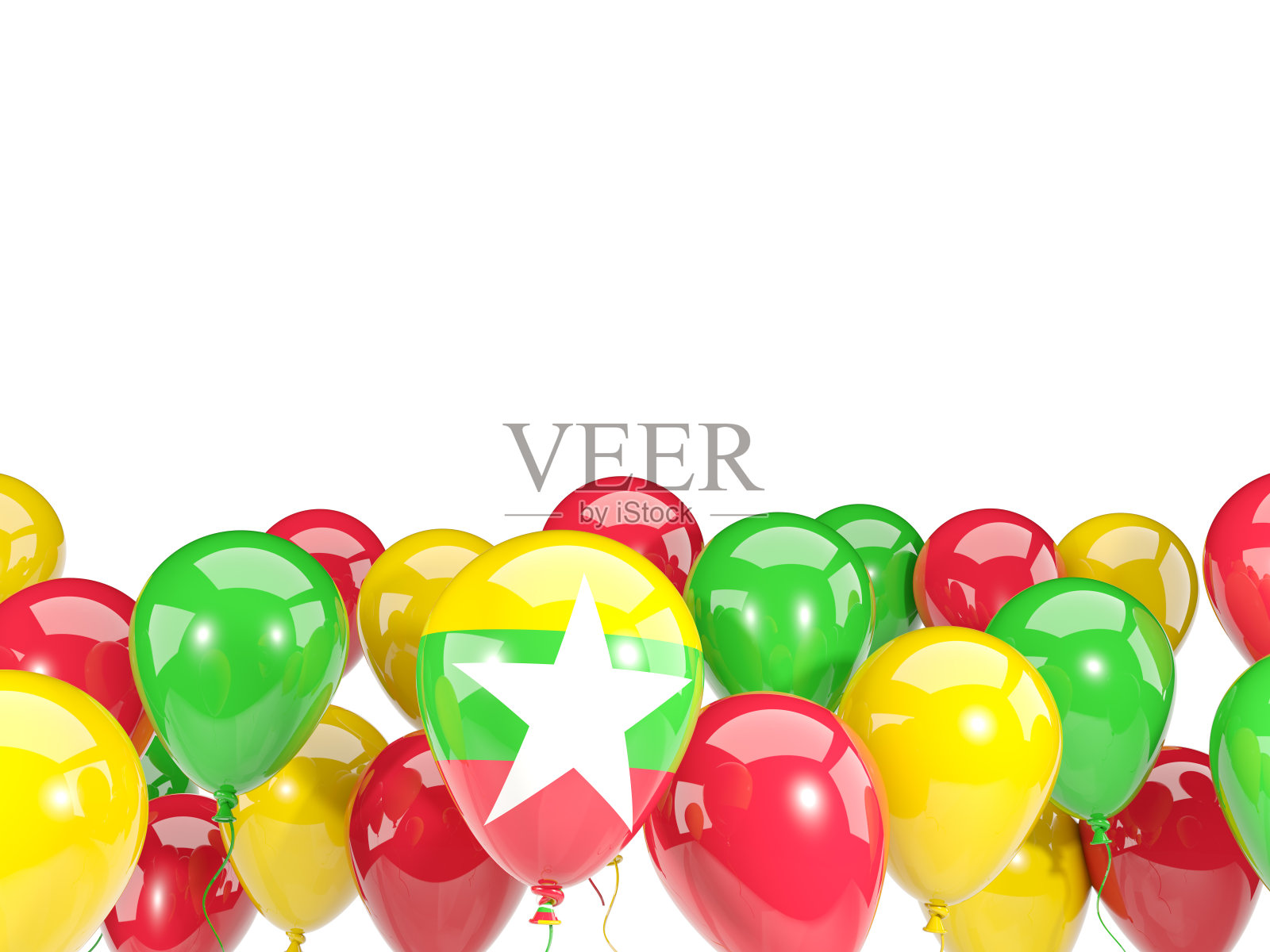 缅甸国旗和气球照片摄影图片