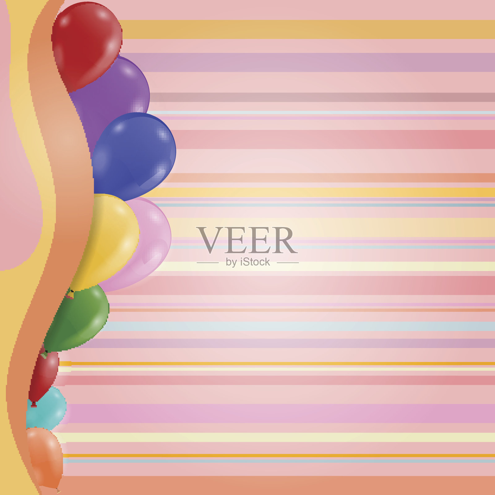 条纹复古背景-生日邀请气球设计元素图片