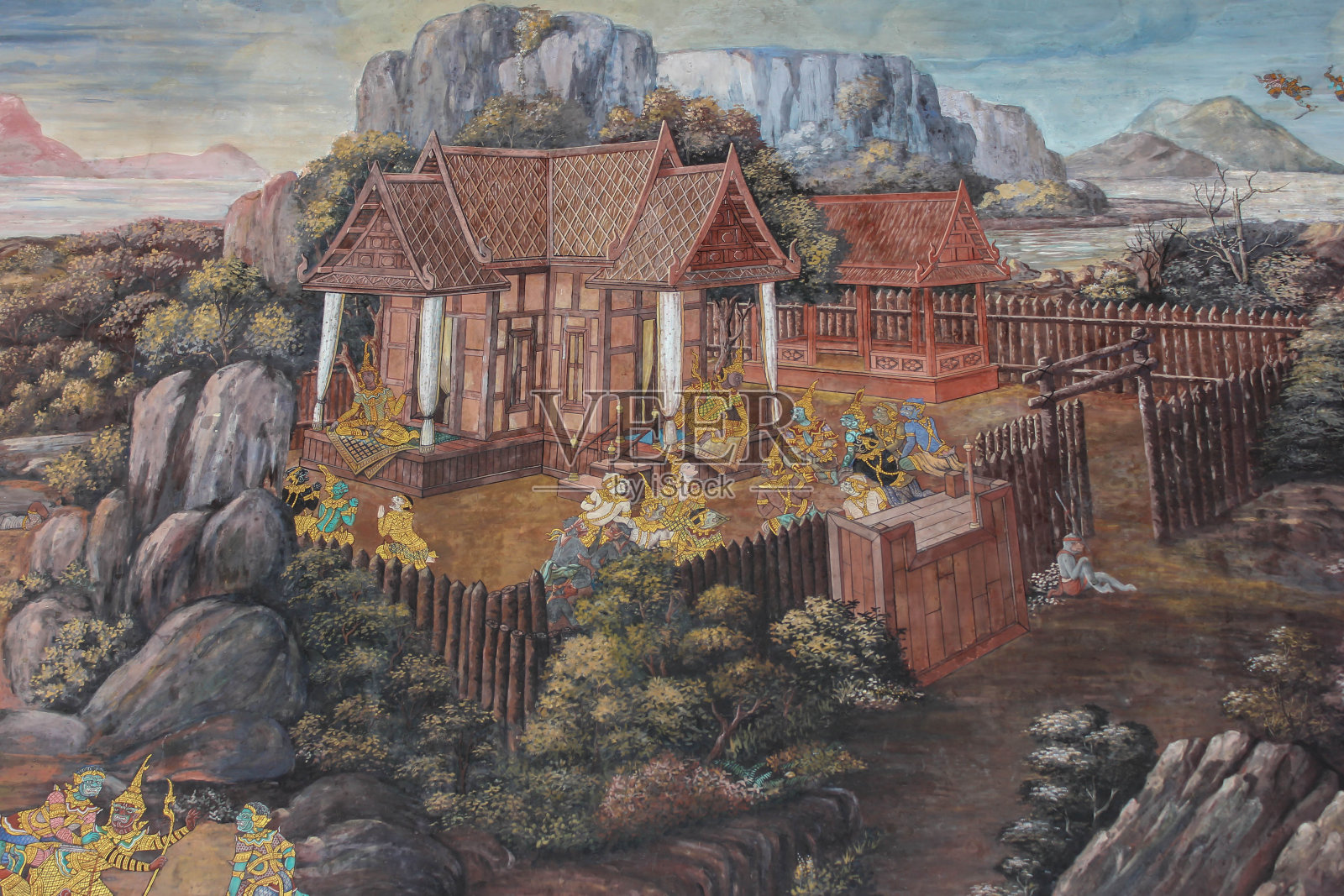 玉寺的壁画。插画图片素材