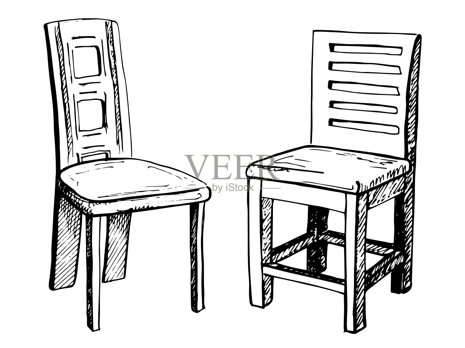 两把椅子隔在白色背景上。设计元素图片