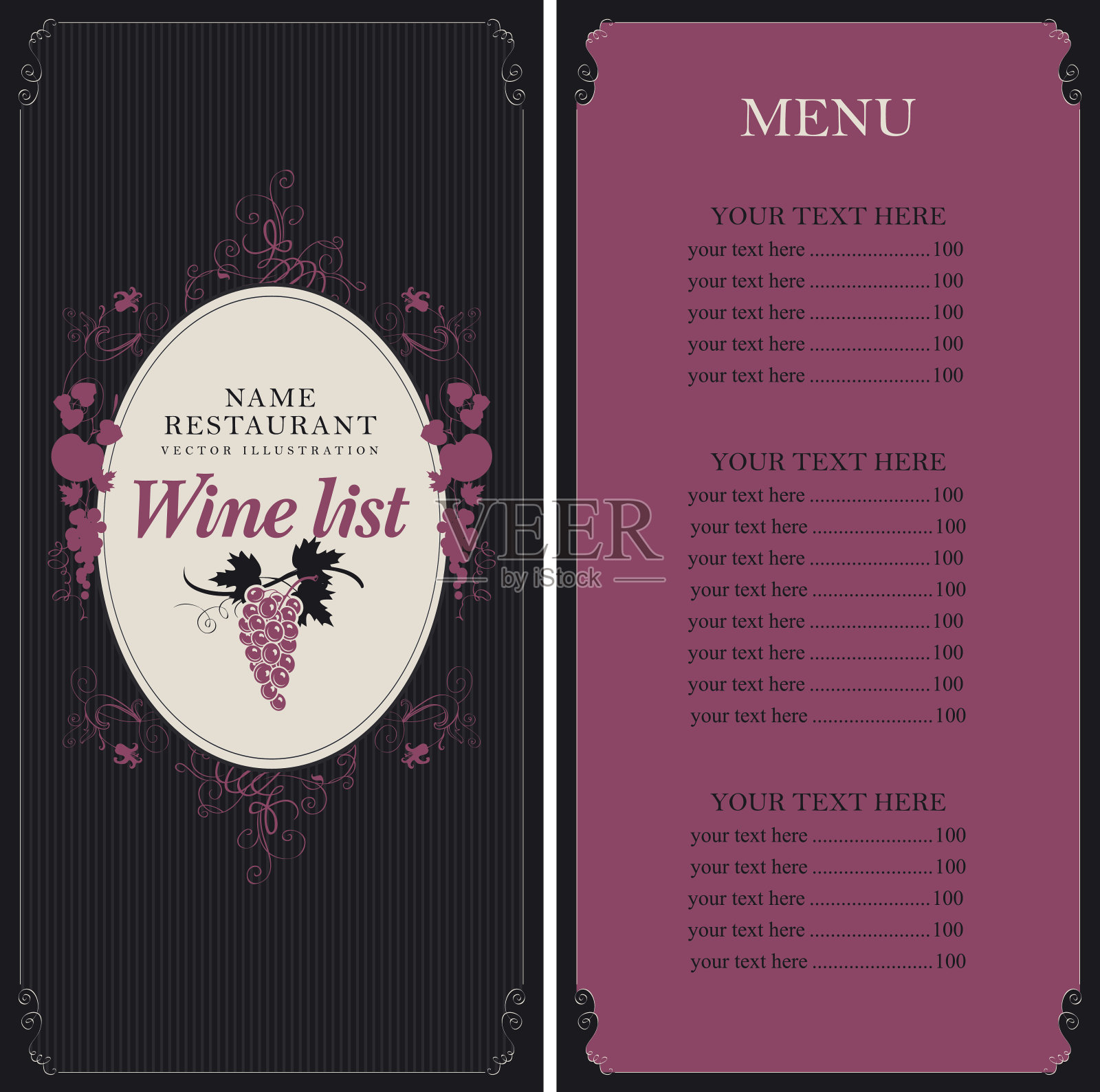 葡萄酒单设计模板素材