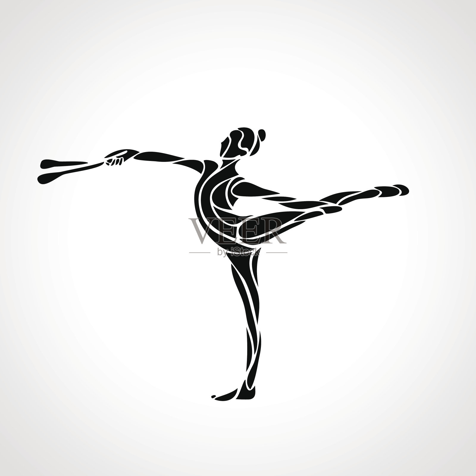 剪影艺术艺术体操女孩与俱乐部插画图片素材