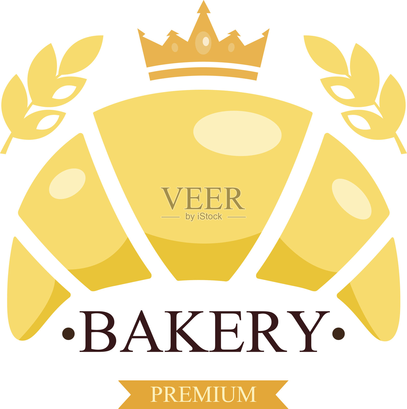 牛角面包的标志或标志与文字插画图片素材