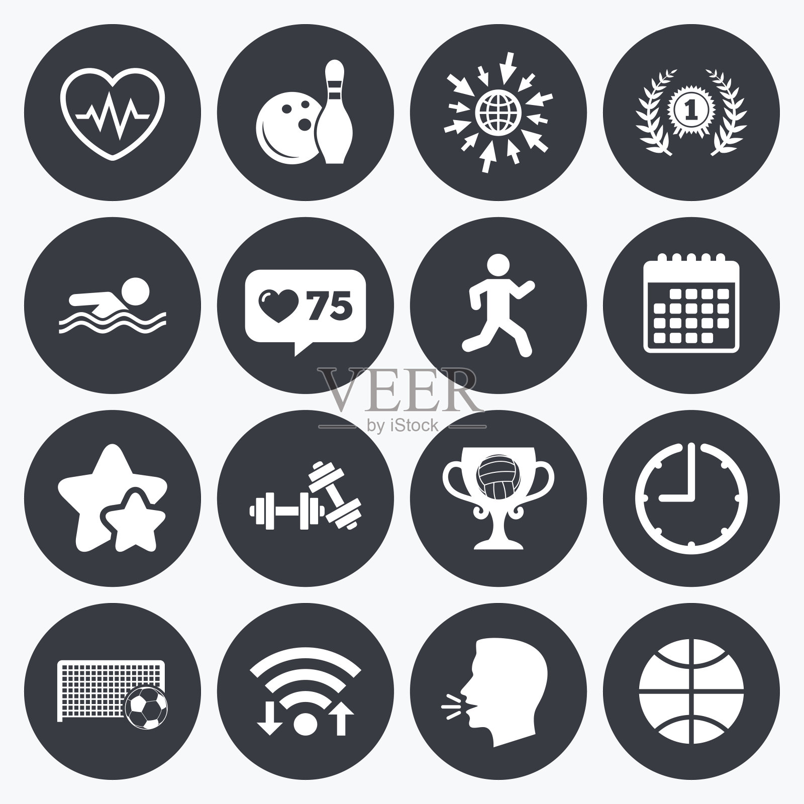 运动游戏，健身图标。足球,篮球。图标素材