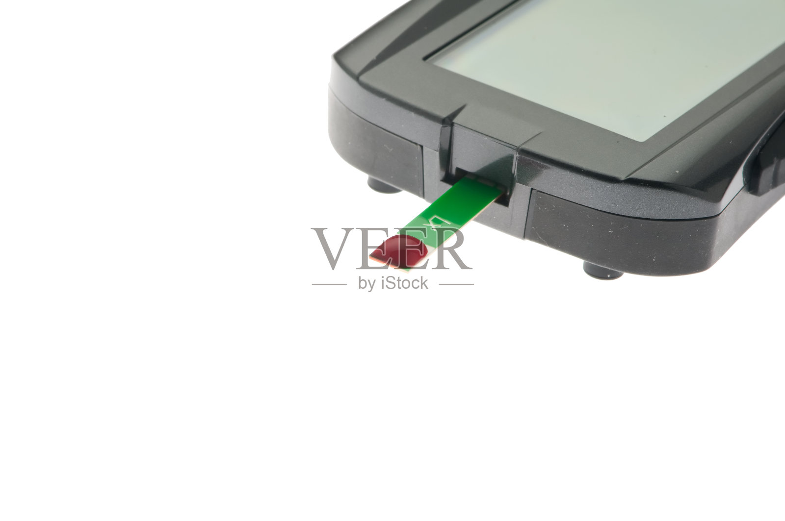 对角线血糖仪与试纸血滴照片摄影图片