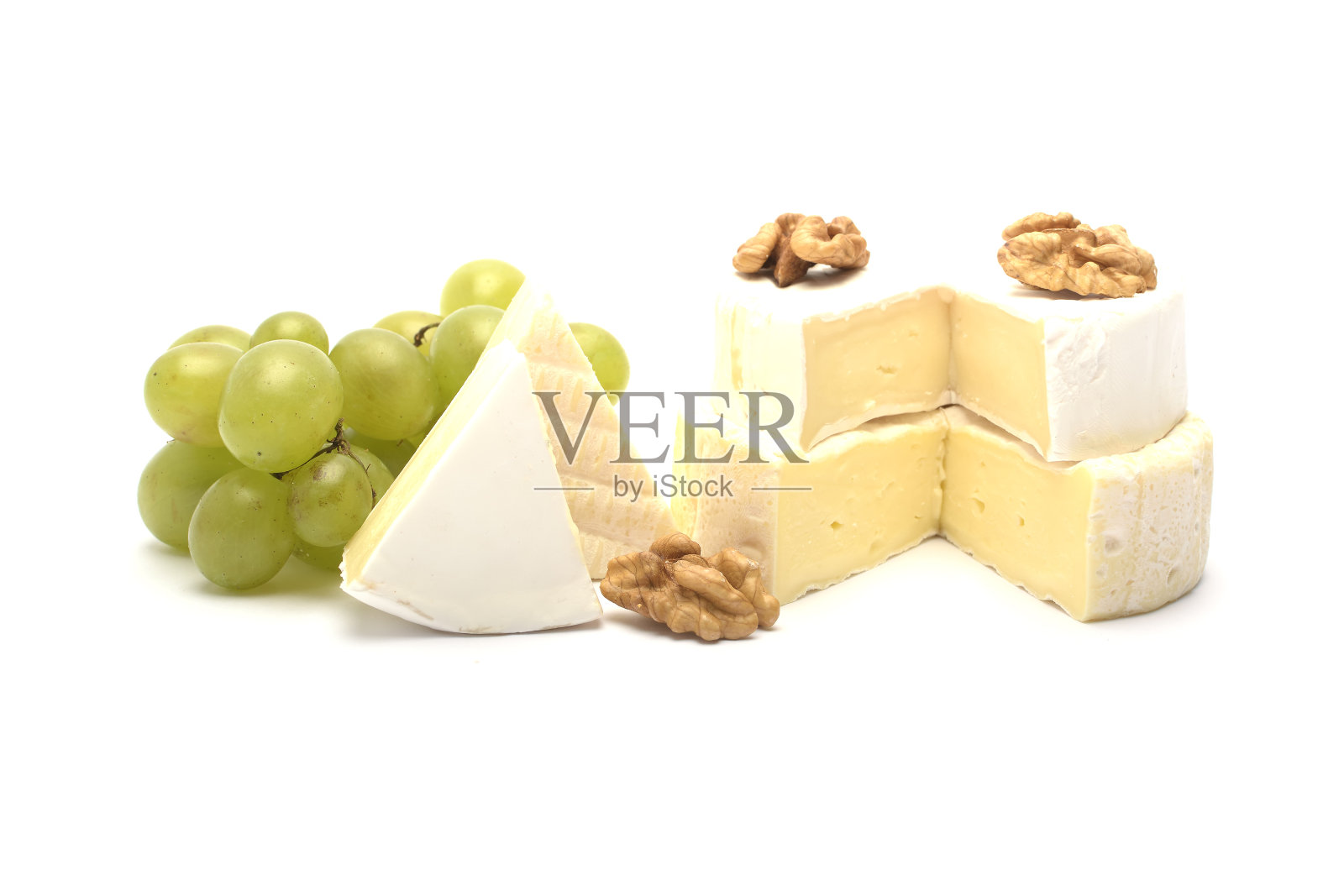 各种类型的奶酪隔离在白色照片摄影图片