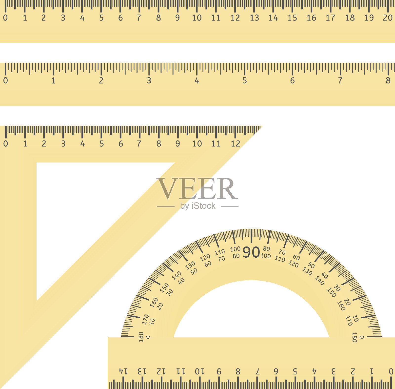 统治者和量角器插画图片素材