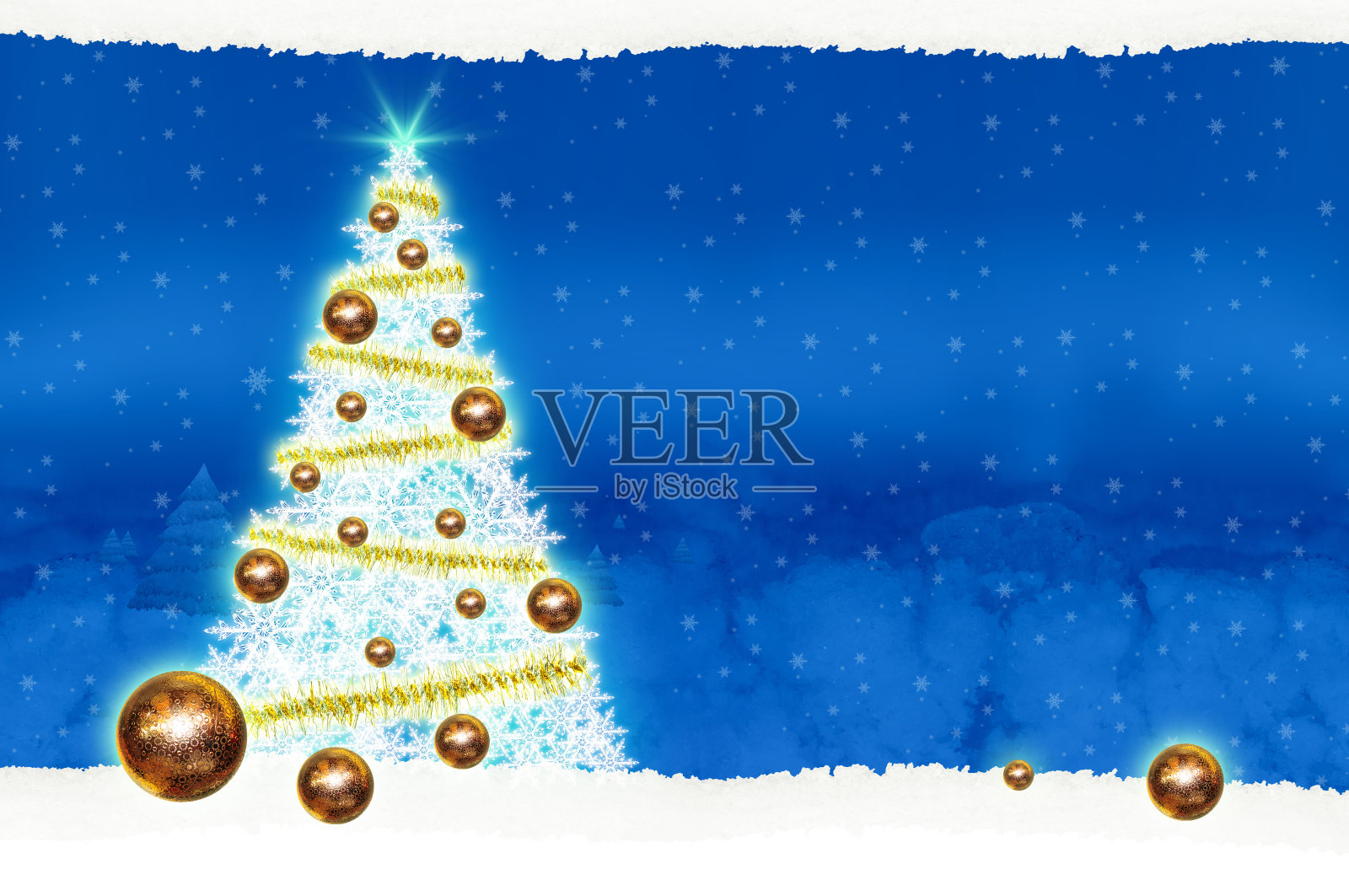 海报圣诞老人和圣诞树照片摄影图片