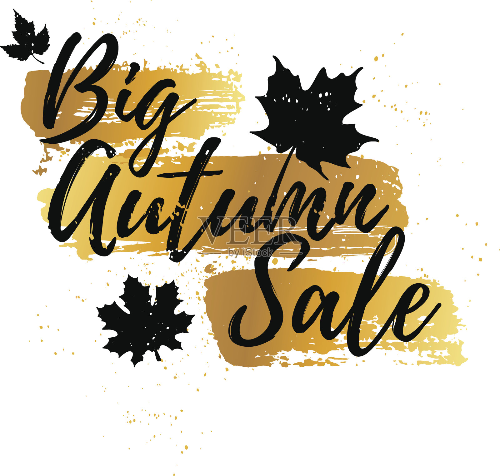 设计横幅大秋季销售。金色枫叶装饰设计元素图片