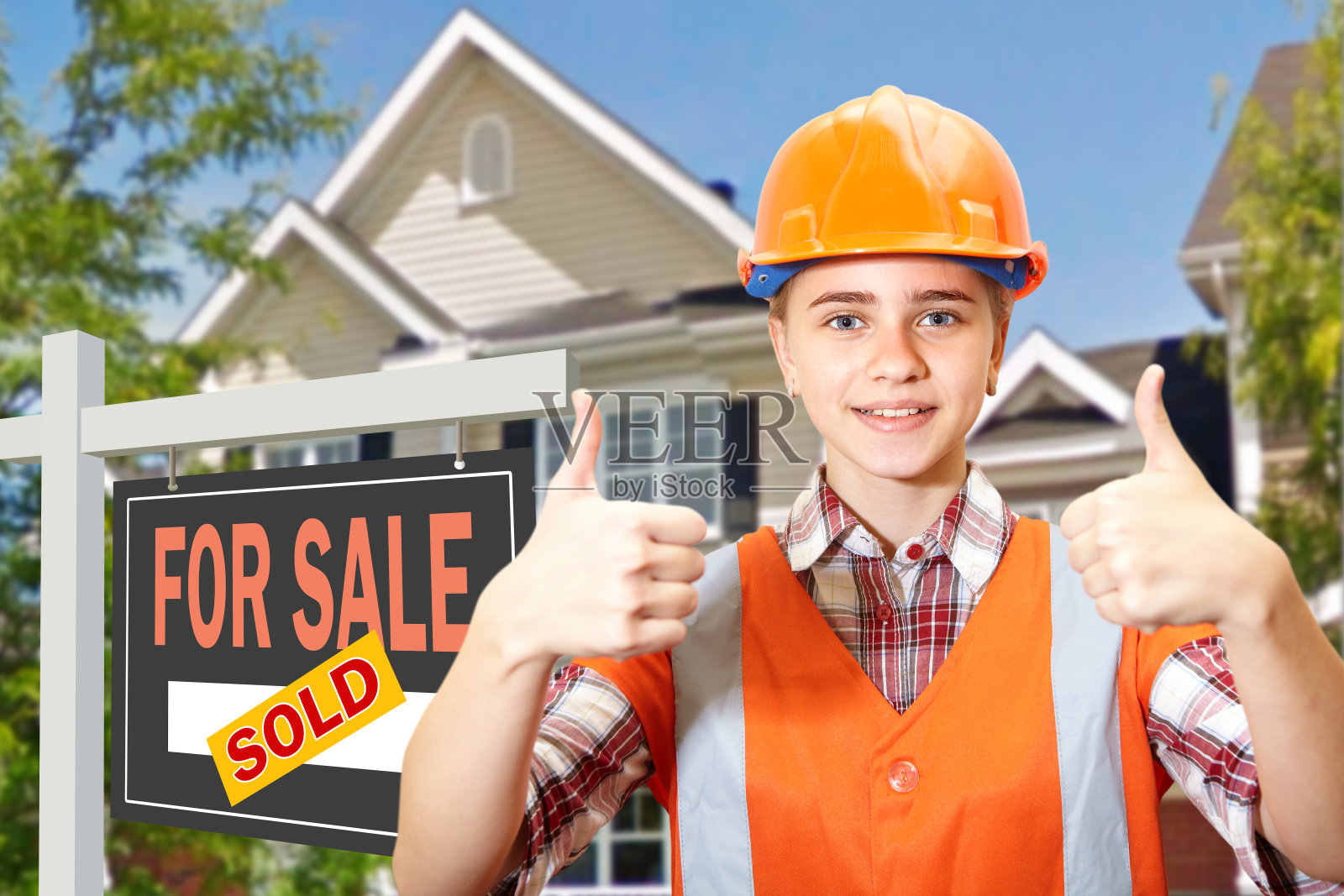 承包商和房屋出售照片摄影图片
