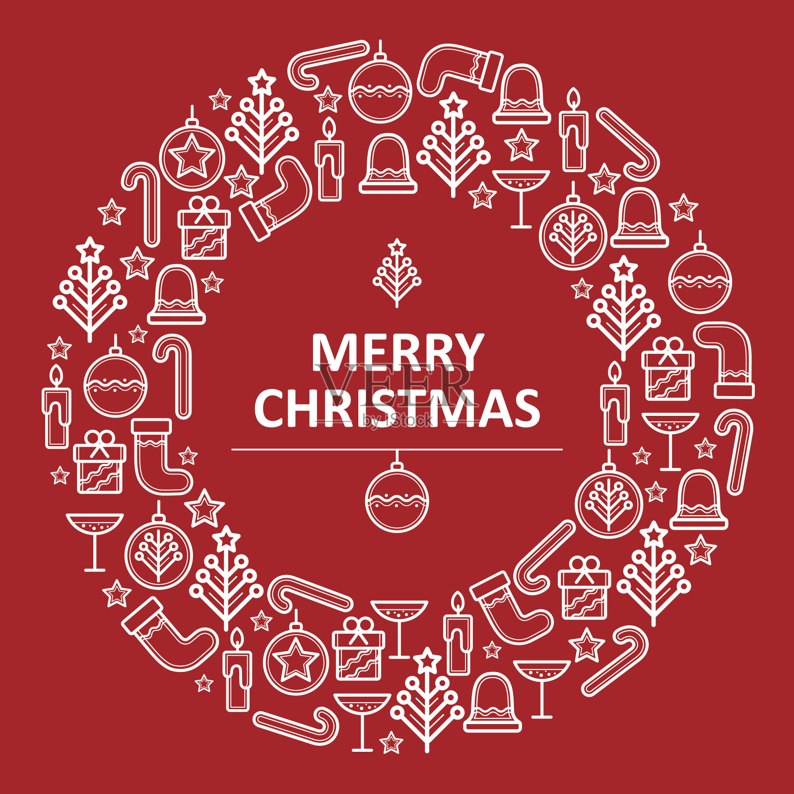 红色的圣诞贺卡插画图片素材