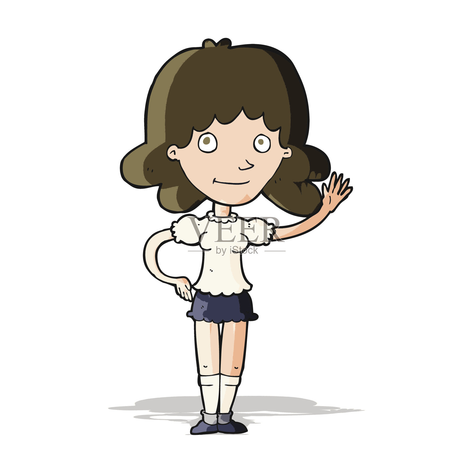 卡通女人挥舞着设计元素图片