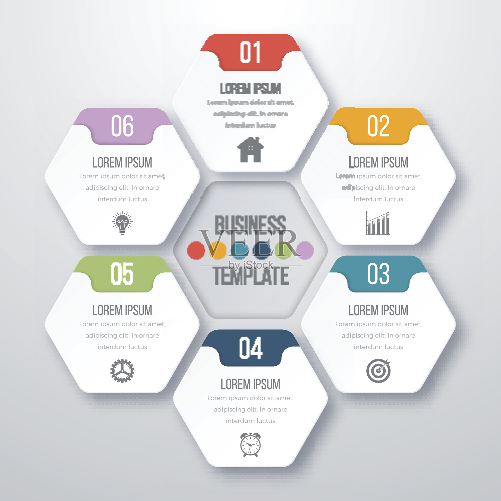 矢量插图信息图六个选项。插画图片素材