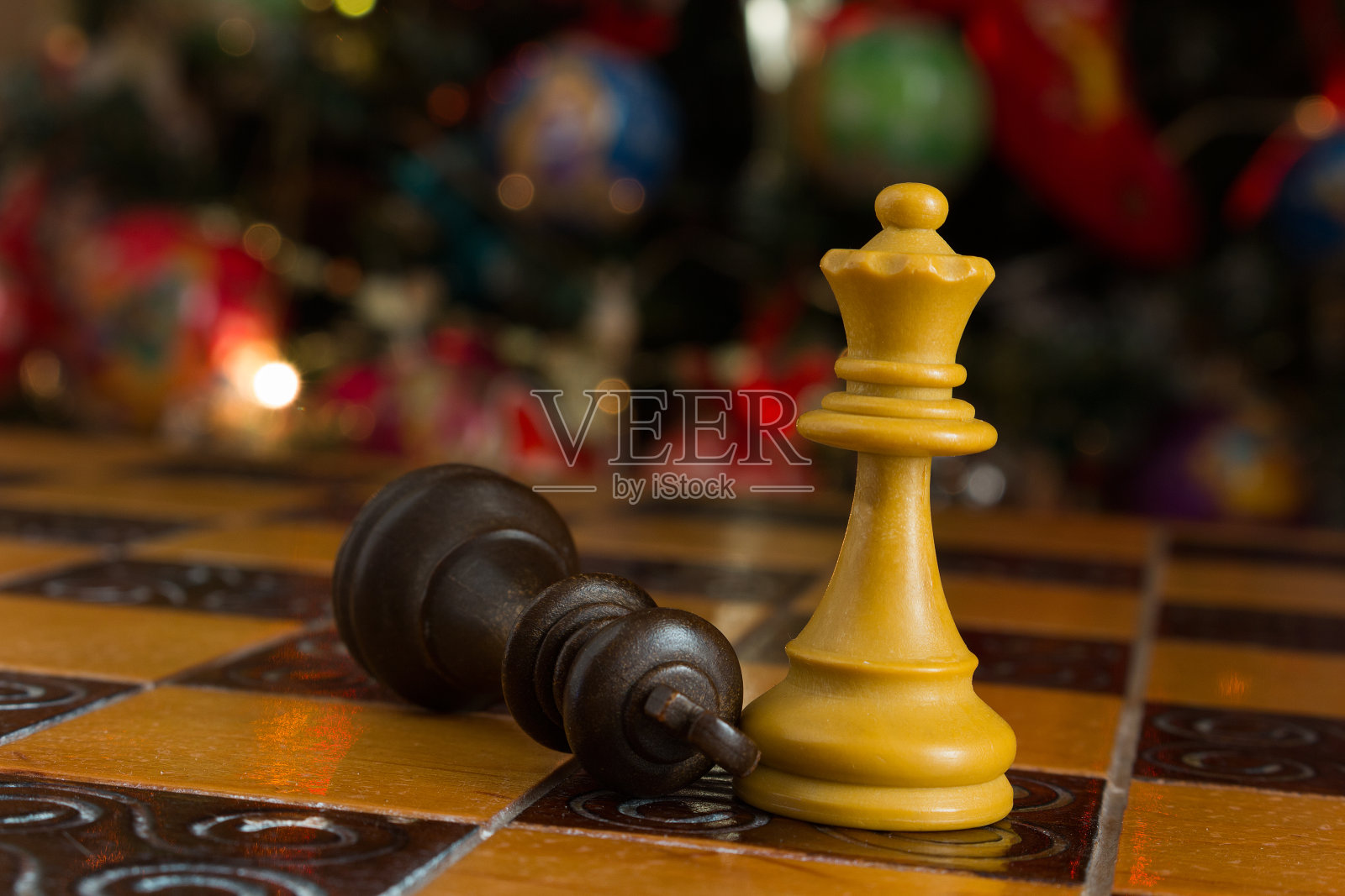 国际象棋与圣诞节照片摄影图片