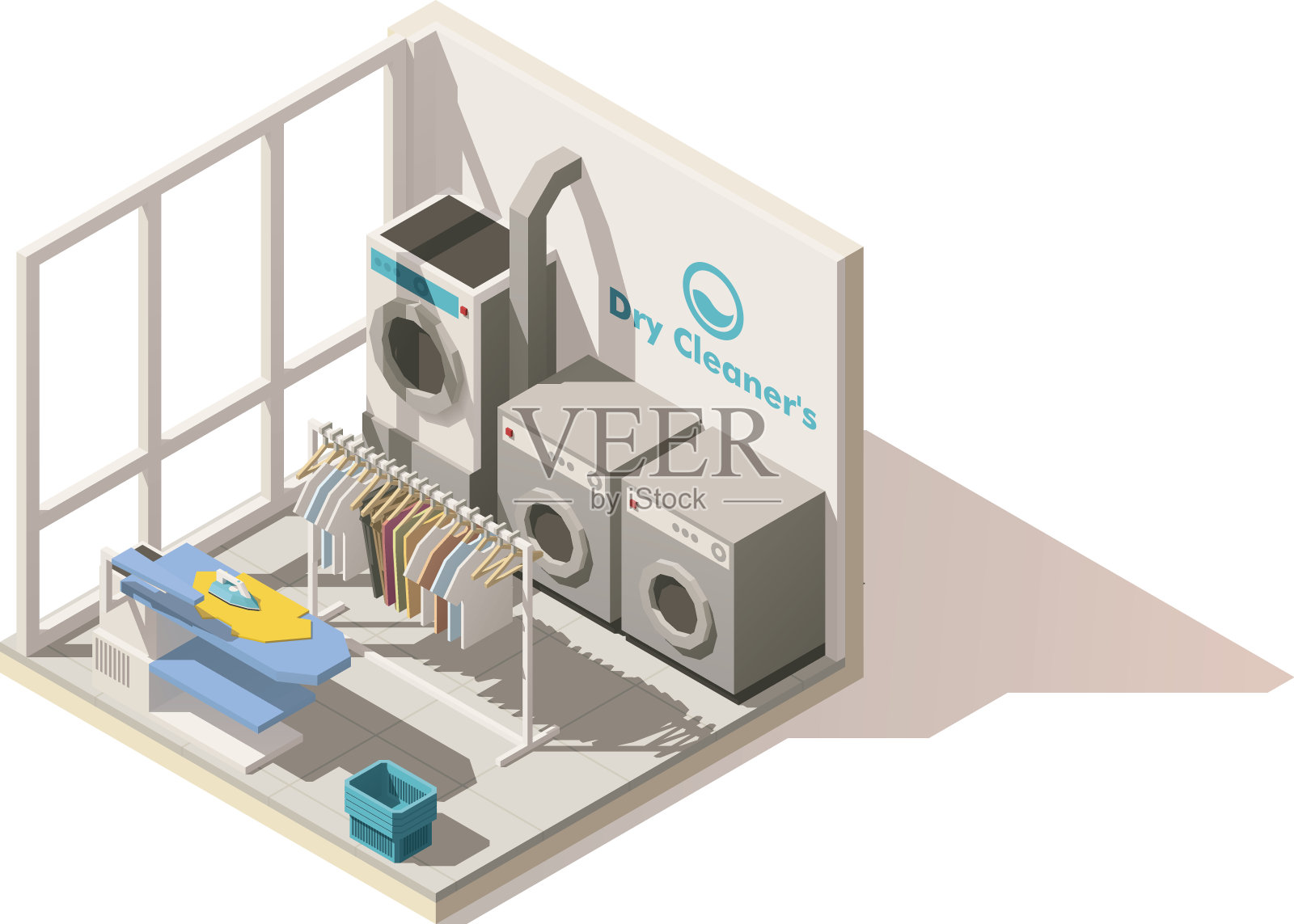 向量等距低聚商业洗衣图标插画图片素材