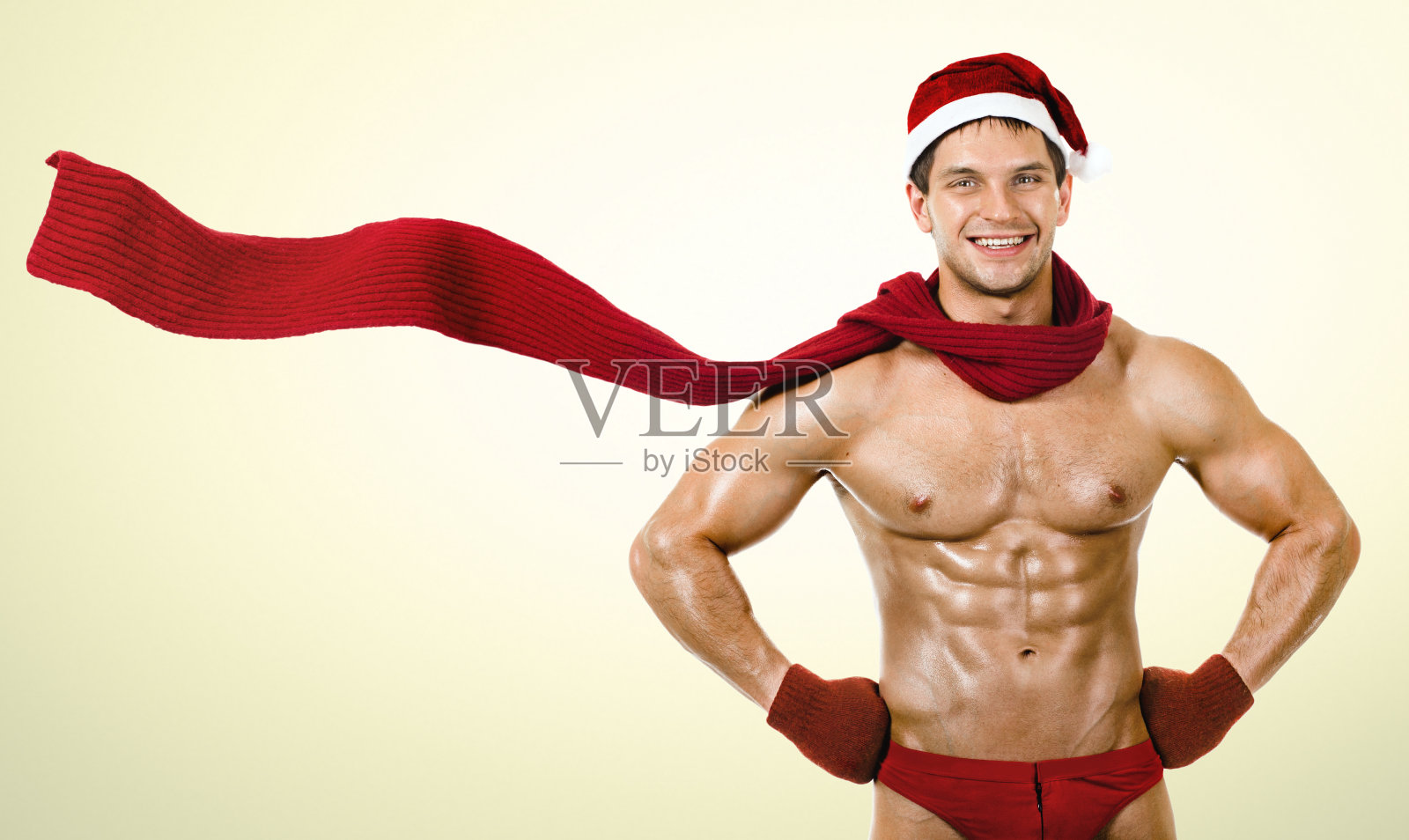 性感男圣诞老人照片摄影图片