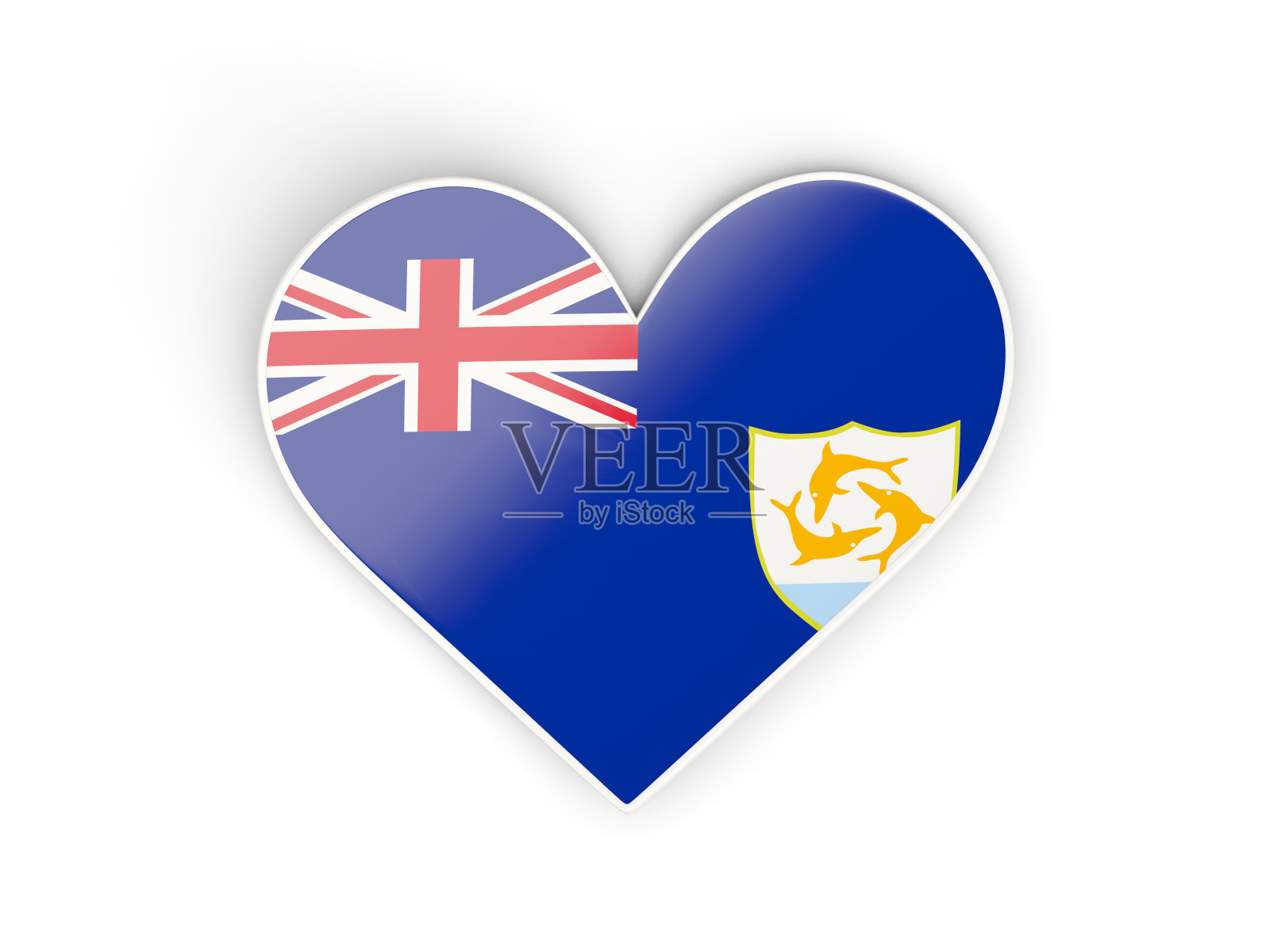 安圭拉旗，心形贴纸照片摄影图片