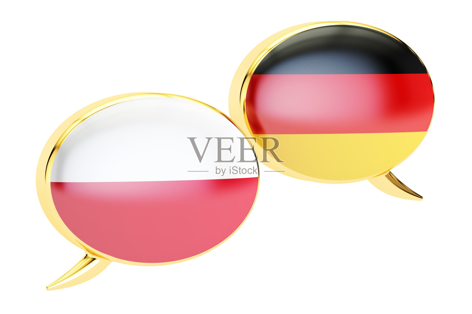 语言泡泡，波兰德语会话概念。三维渲染照片摄影图片