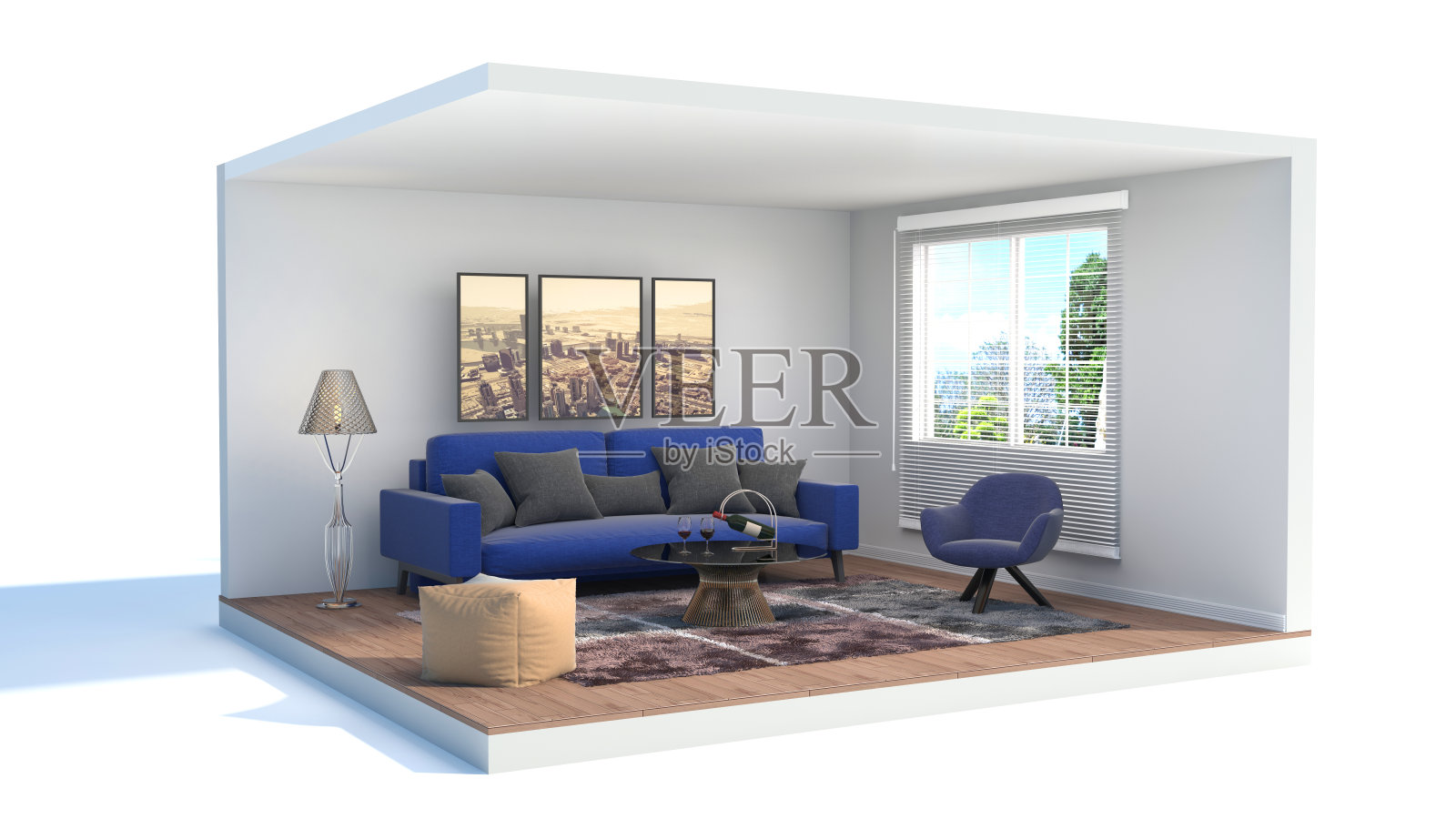 室内用沙发。三维演示照片摄影图片