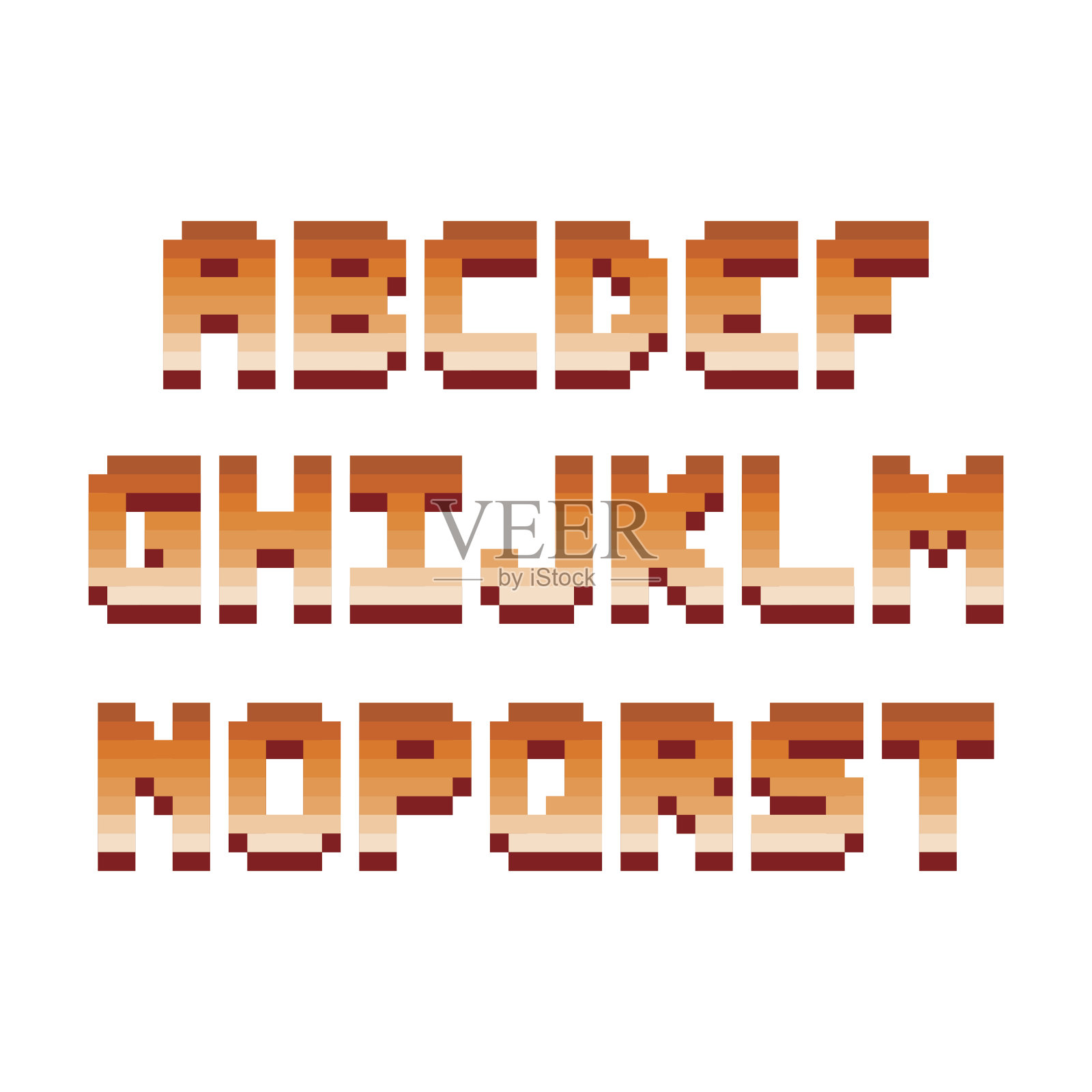 像素复古字体电脑游戏设计矢量插图插画图片素材