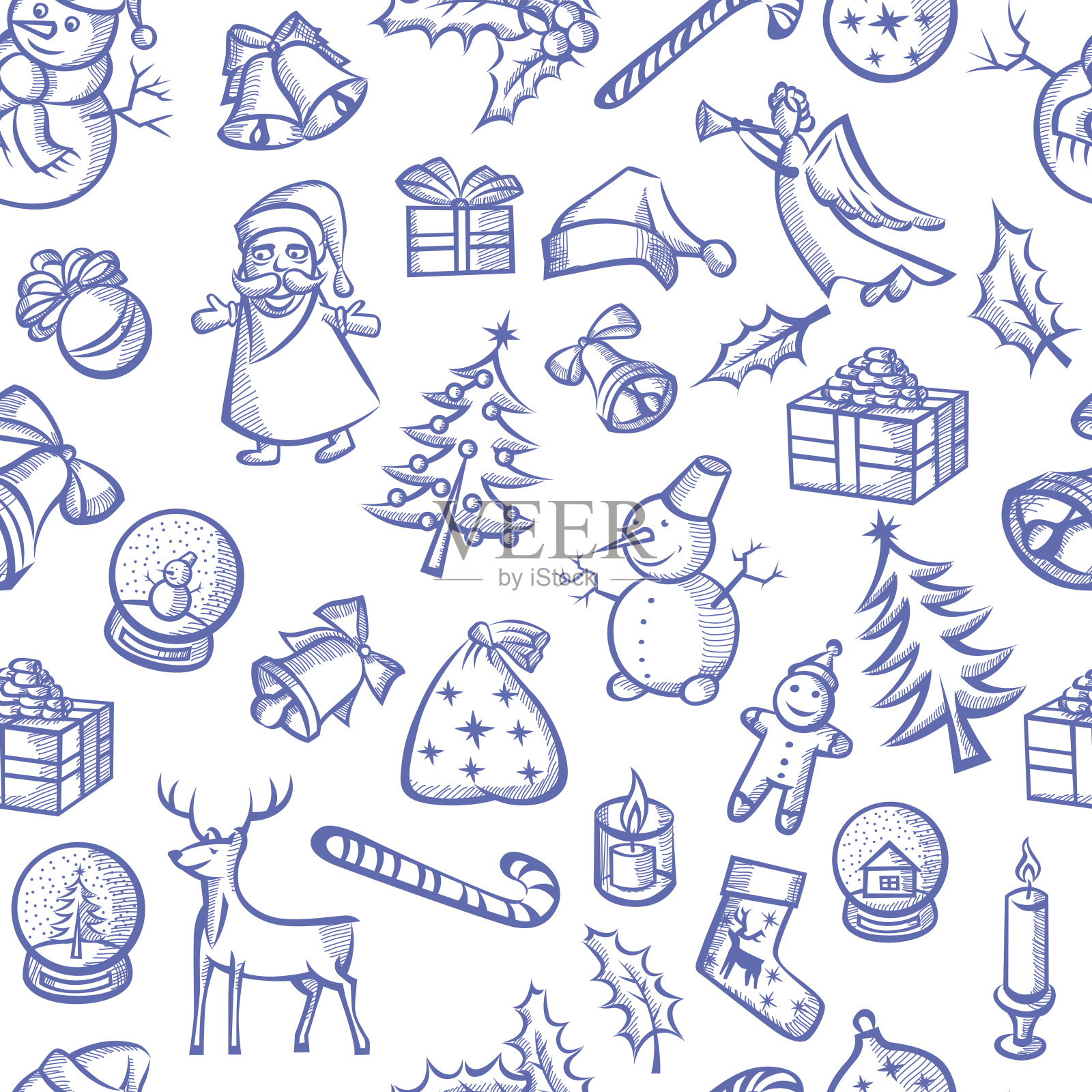圣诞物品与元素无缝图案插画图片素材