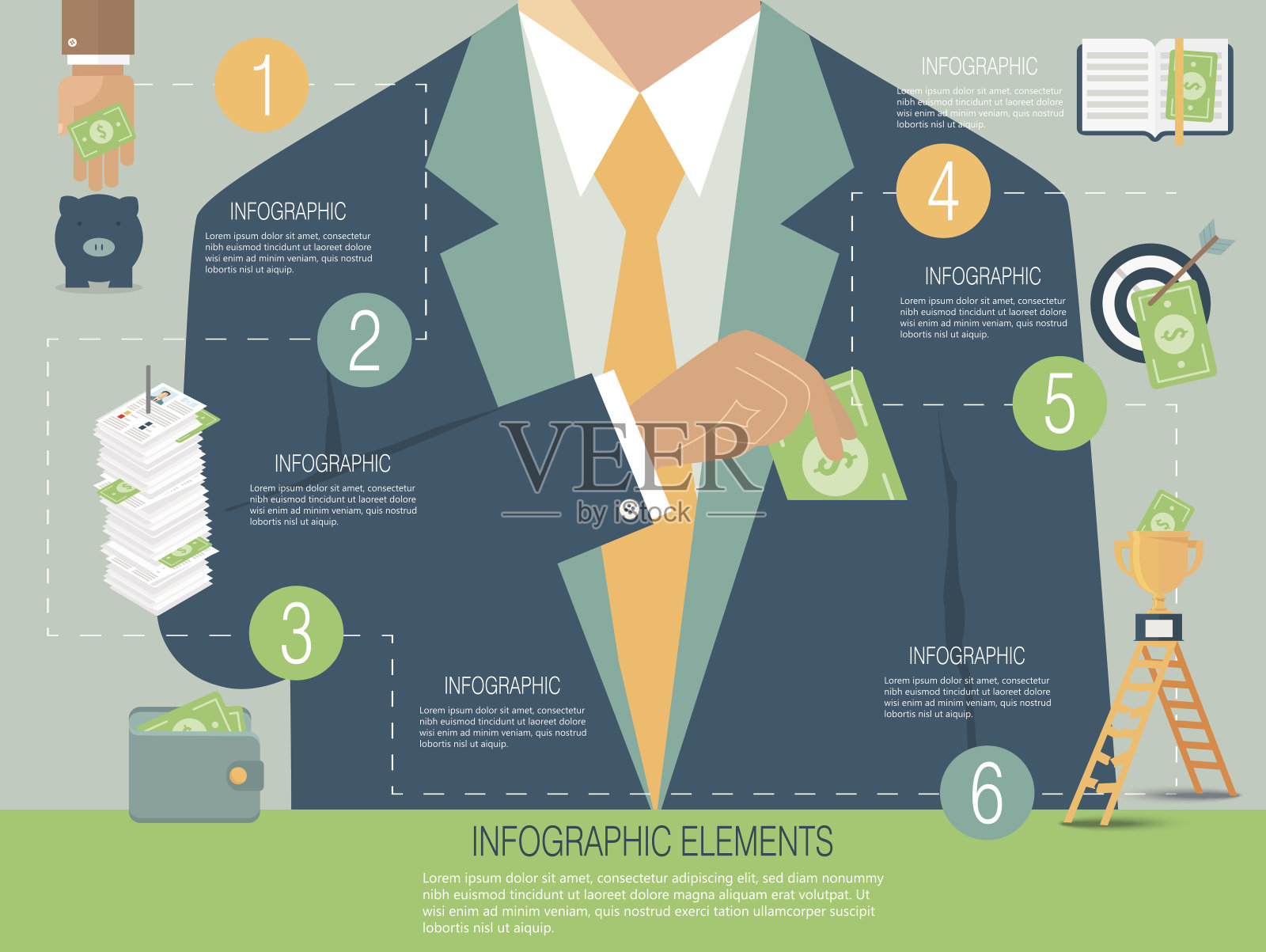 信息图表模板，金钱概念插画图片素材