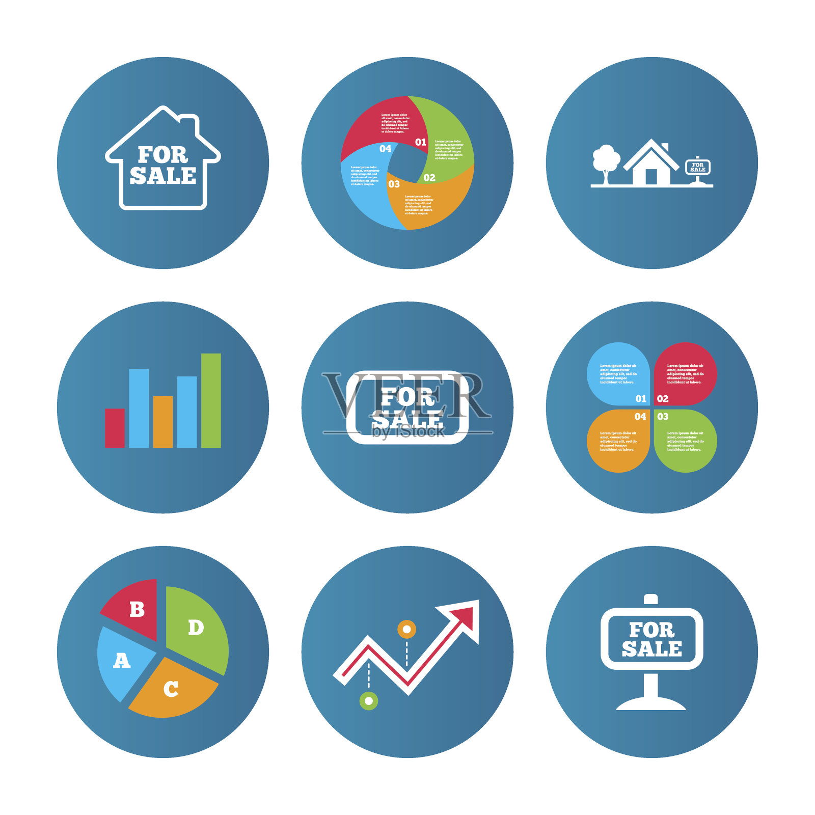 出售的图标。房地产销售。图标素材