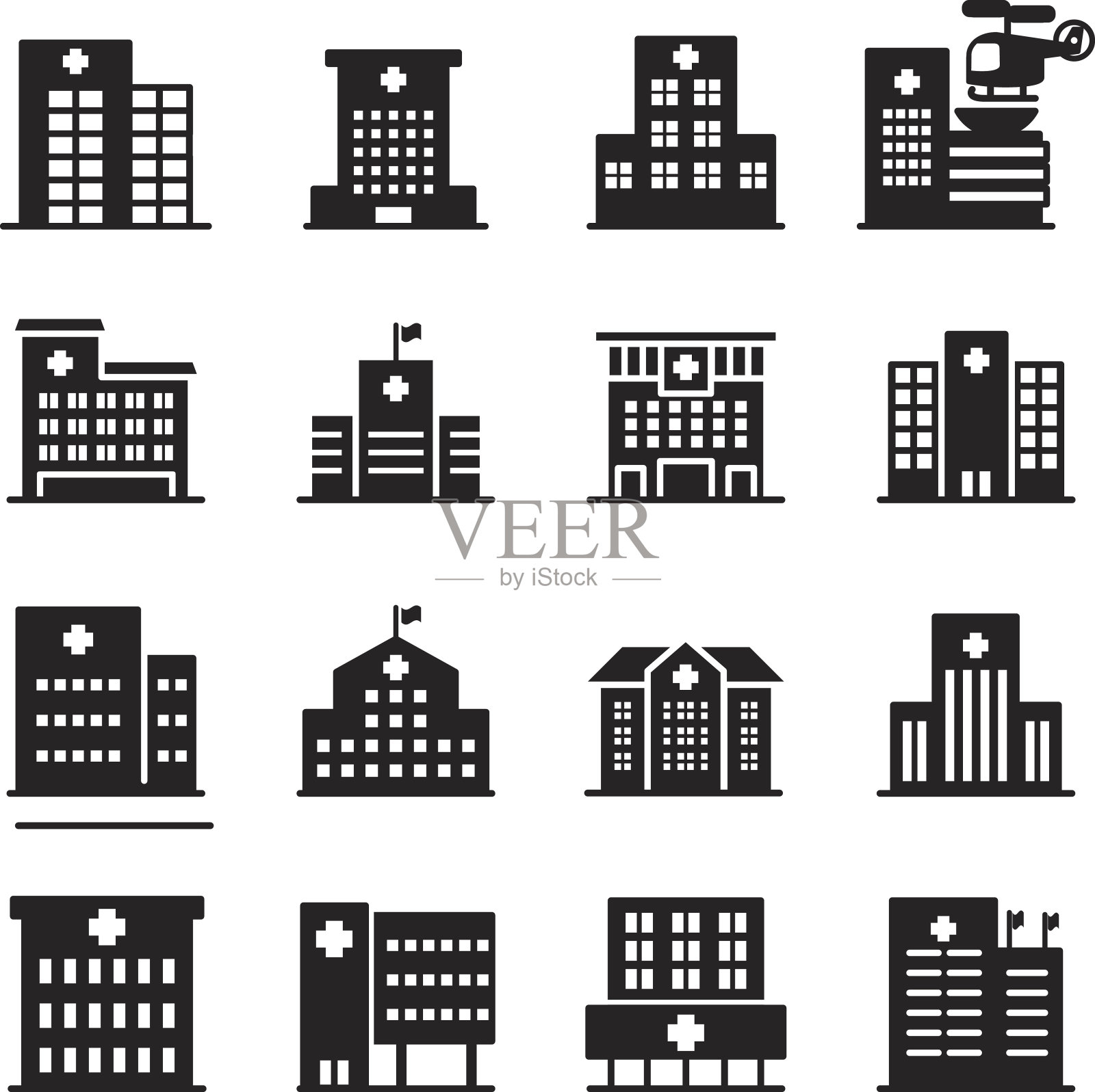 剪影医院图标集图标素材