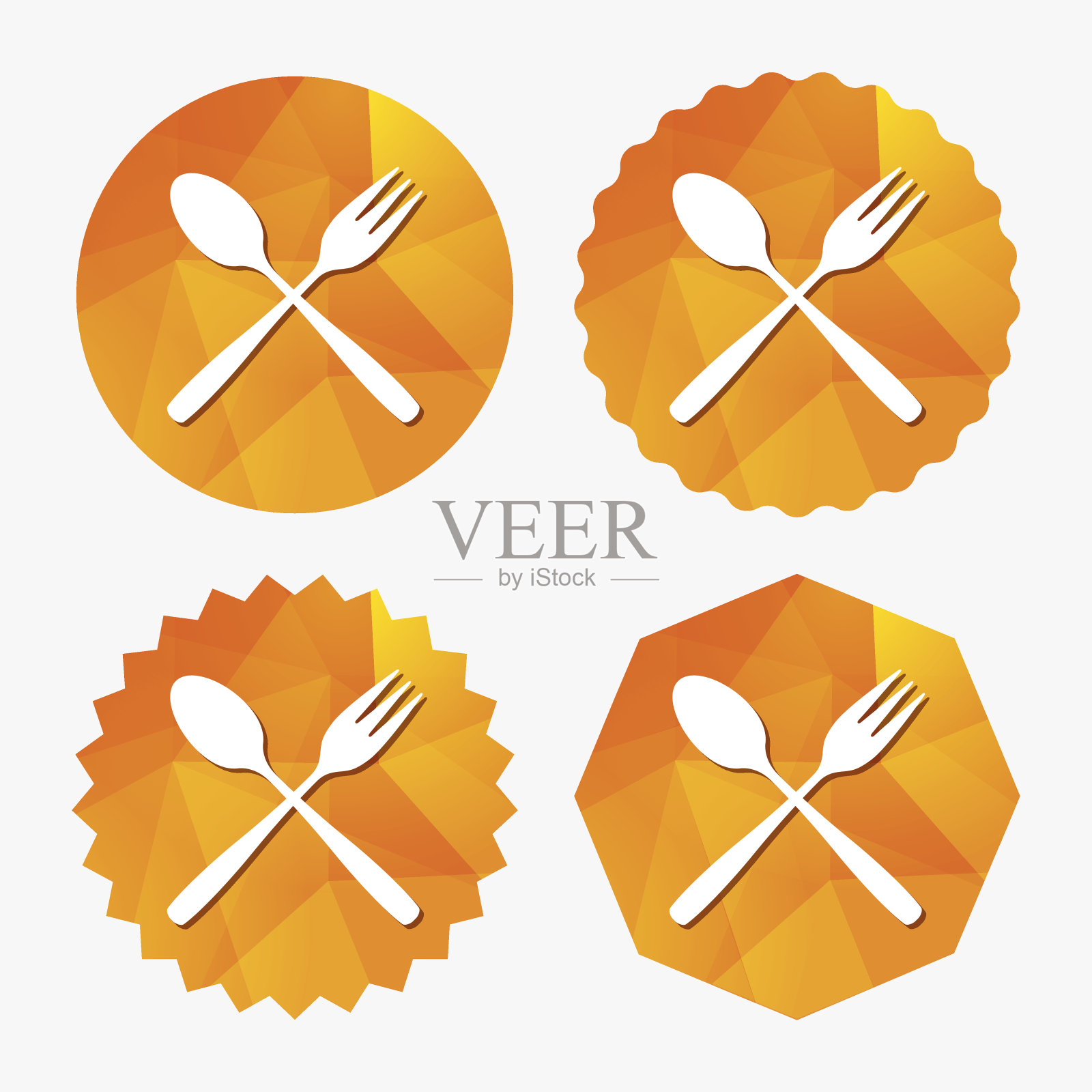 吃符号图标。甜点叉和茶匙。图标素材