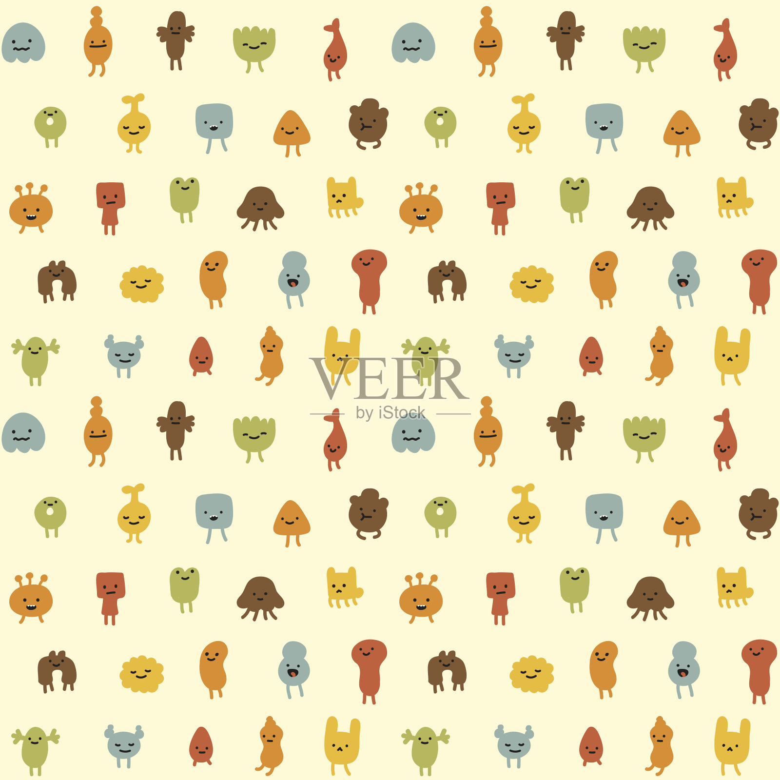 可爱怪物无缝图案设计元素图片