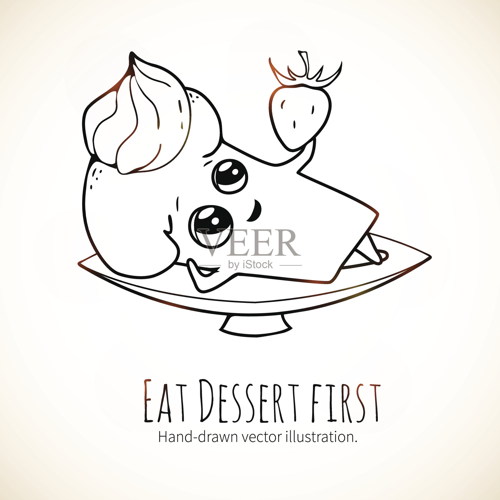 草莓蛋糕插画图片素材