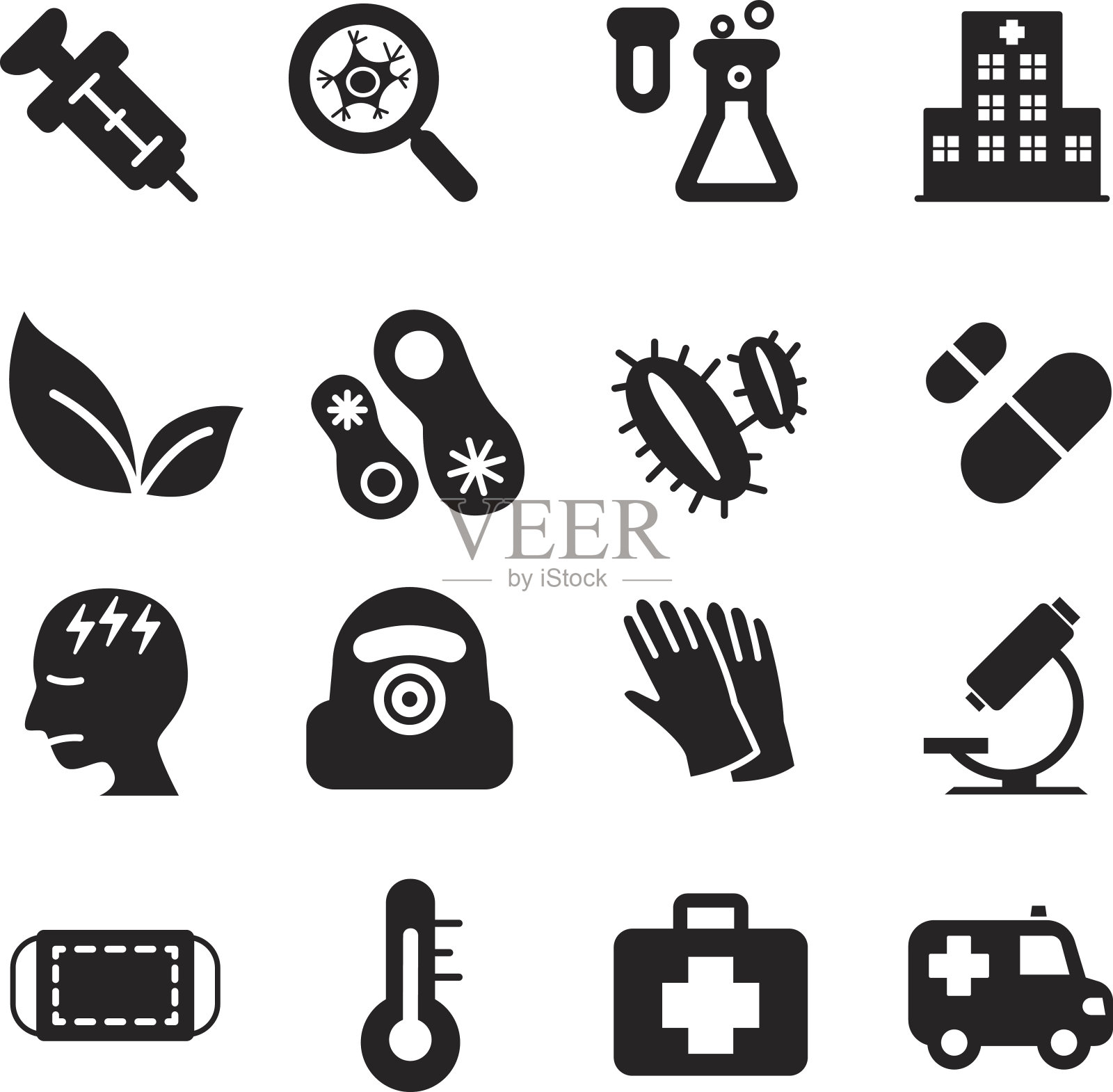 剪影病毒灾难图标集图标素材