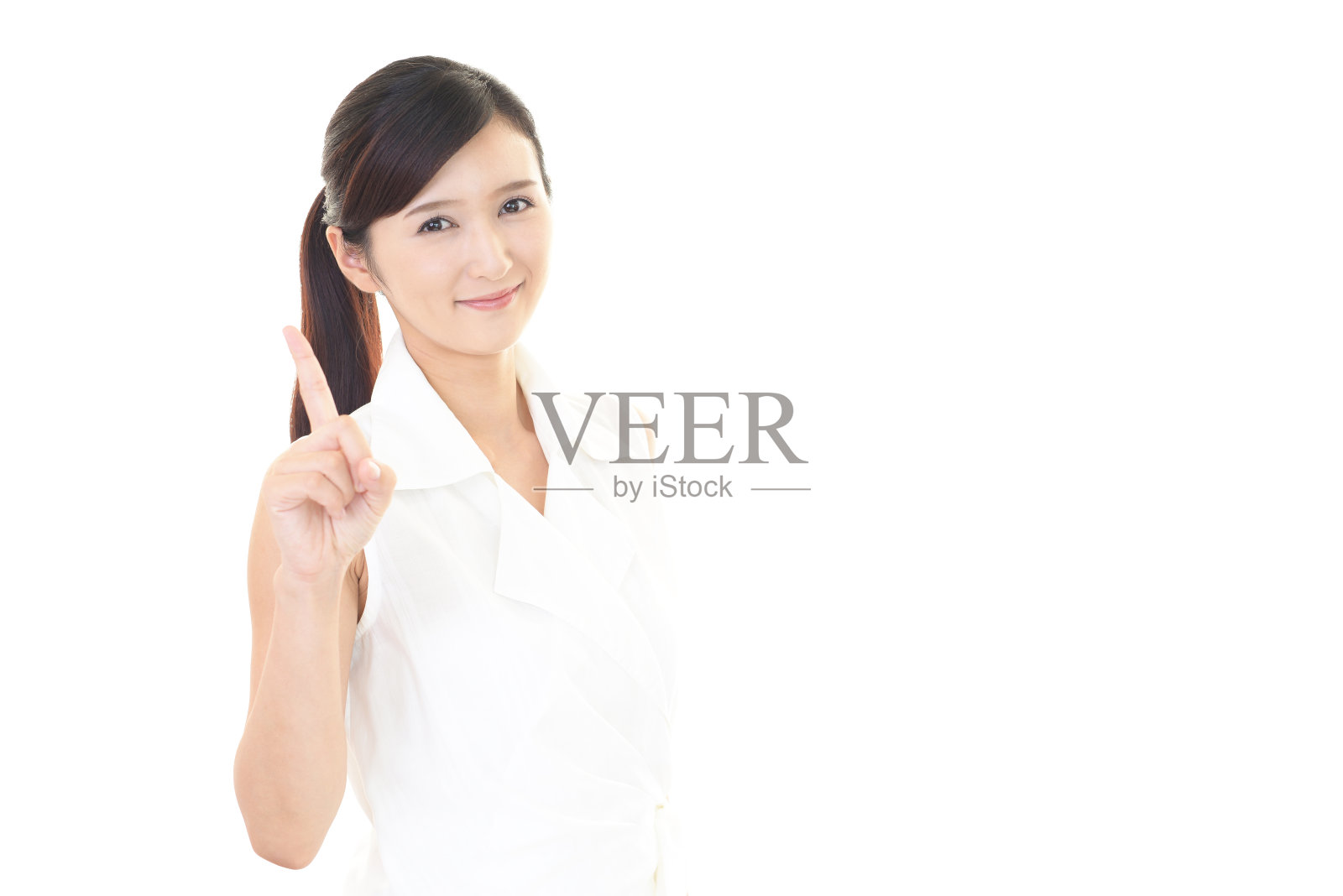 亚洲女人指向照片摄影图片